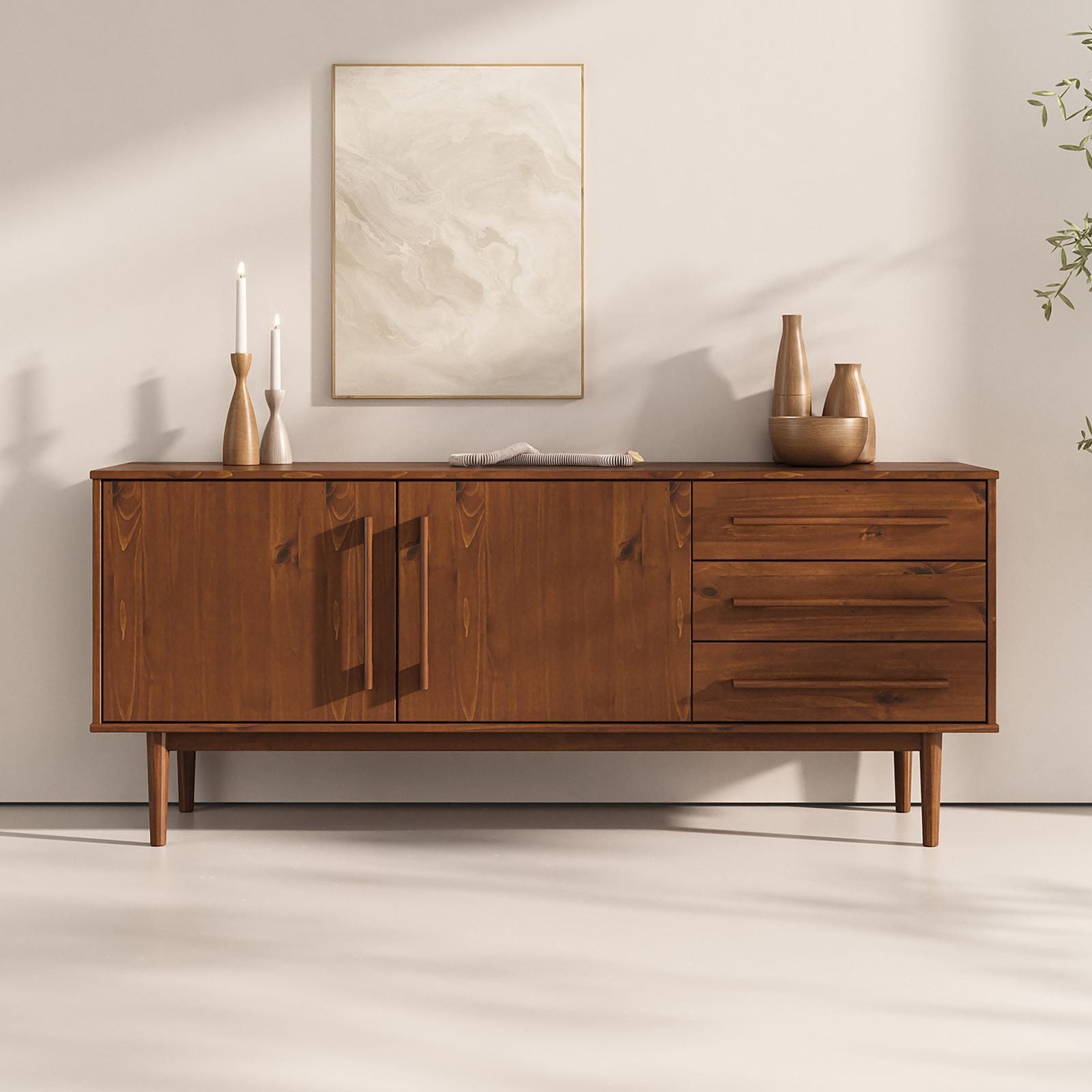 IDIMEX Sideboard TECCA, Wohnzimmer Kommode mit Türen 3 Schubladen Massivhol günstig online kaufen