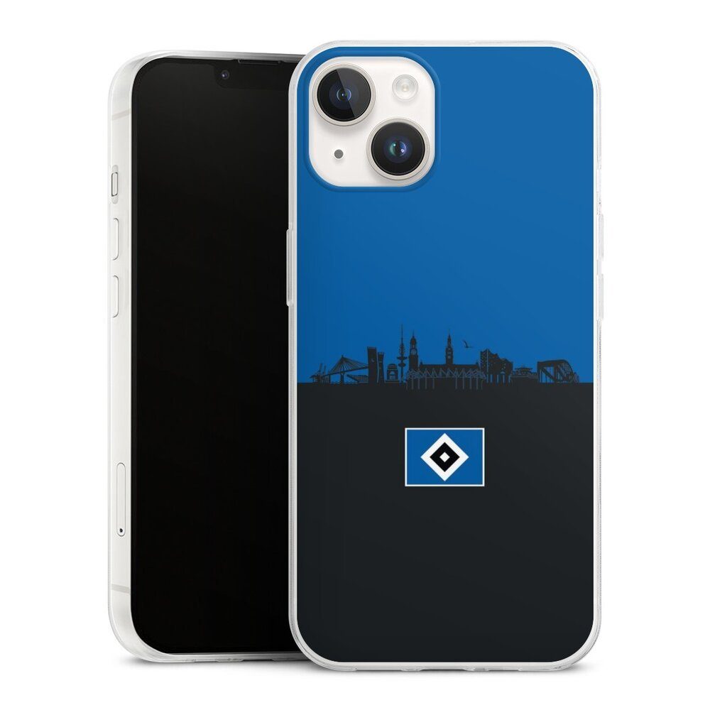 DeinDesign Handyhülle HSV Hamburg Skyline HSV Skyline Blau Schwarz, Apple iPhone 14 Slim Case Silikon Hülle Ultra Dünn Schutzhülle