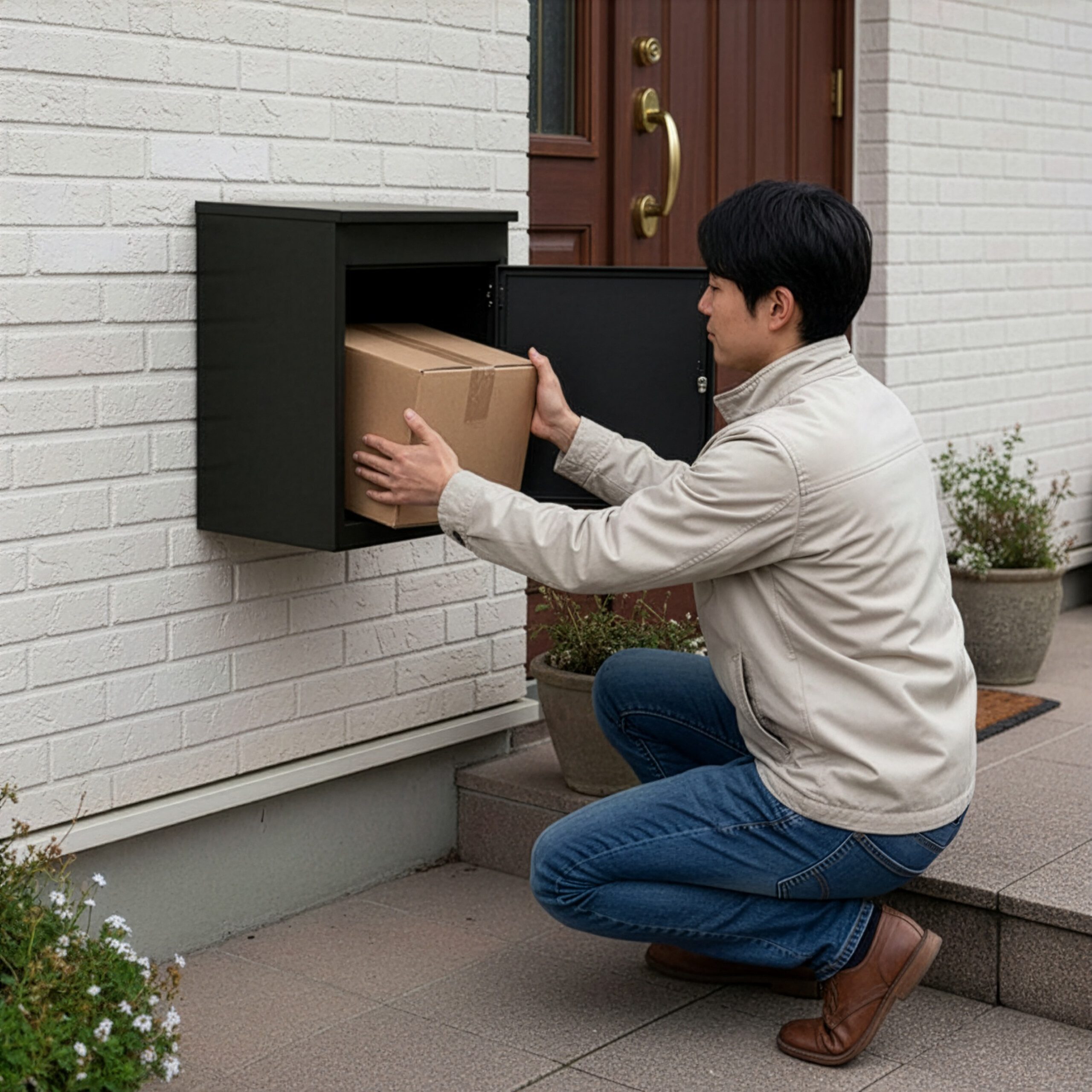 relaxdays Paketbriefkasten Paketbox für Boden- & Wandmontage, schwarz