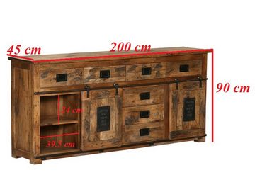 Moebel-Eins Kommode, BRISTOL Sideboard IV, Material Massivholz, Mango rustikal