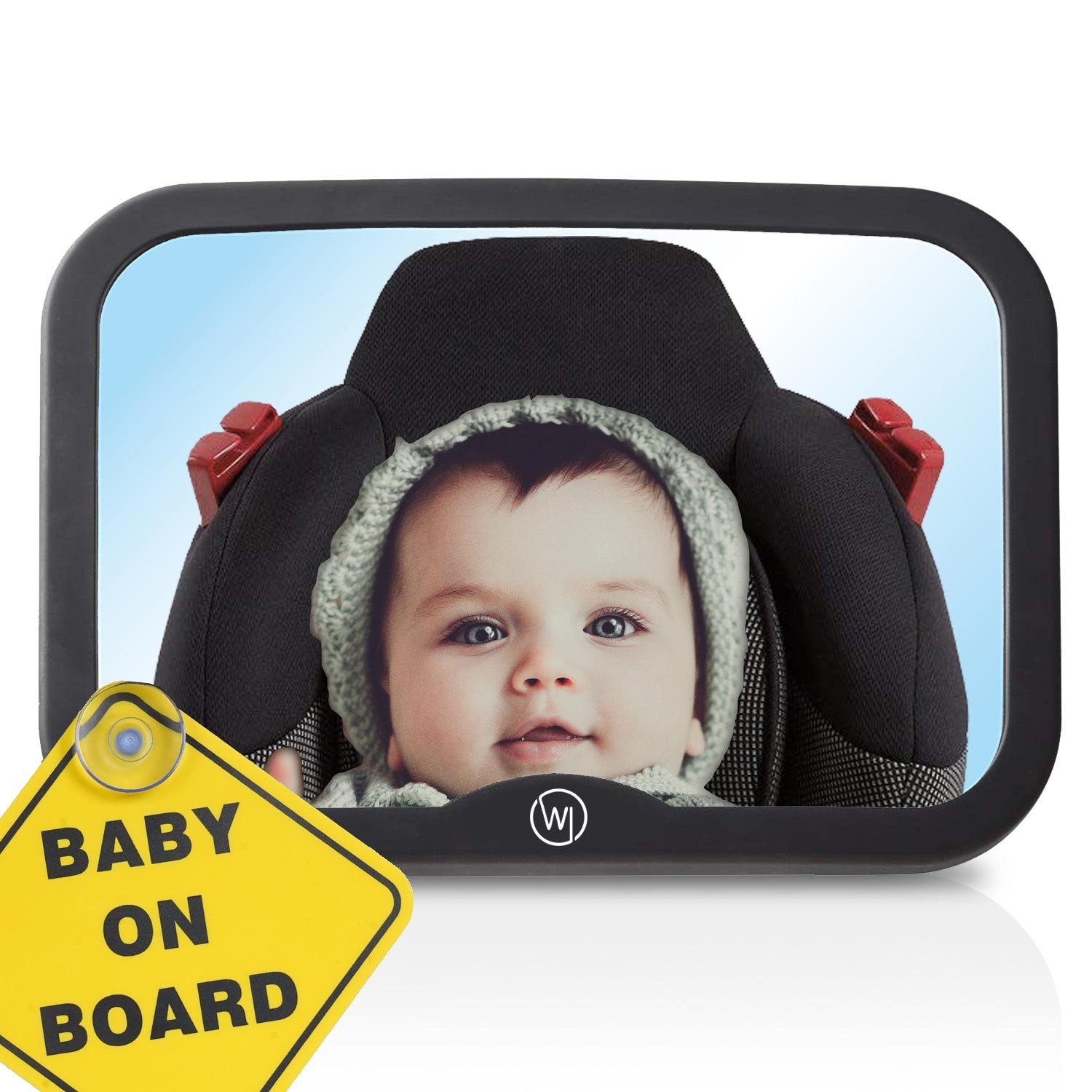 Wicked Chili Autokindersitz Auto Baby Spiegel für Kopfstütze - bruchsicher, (1er Set, 1-tlg), großer Rückspiegel, Babyspiegel mit Gurtsystem, Baby Erstausstattung &