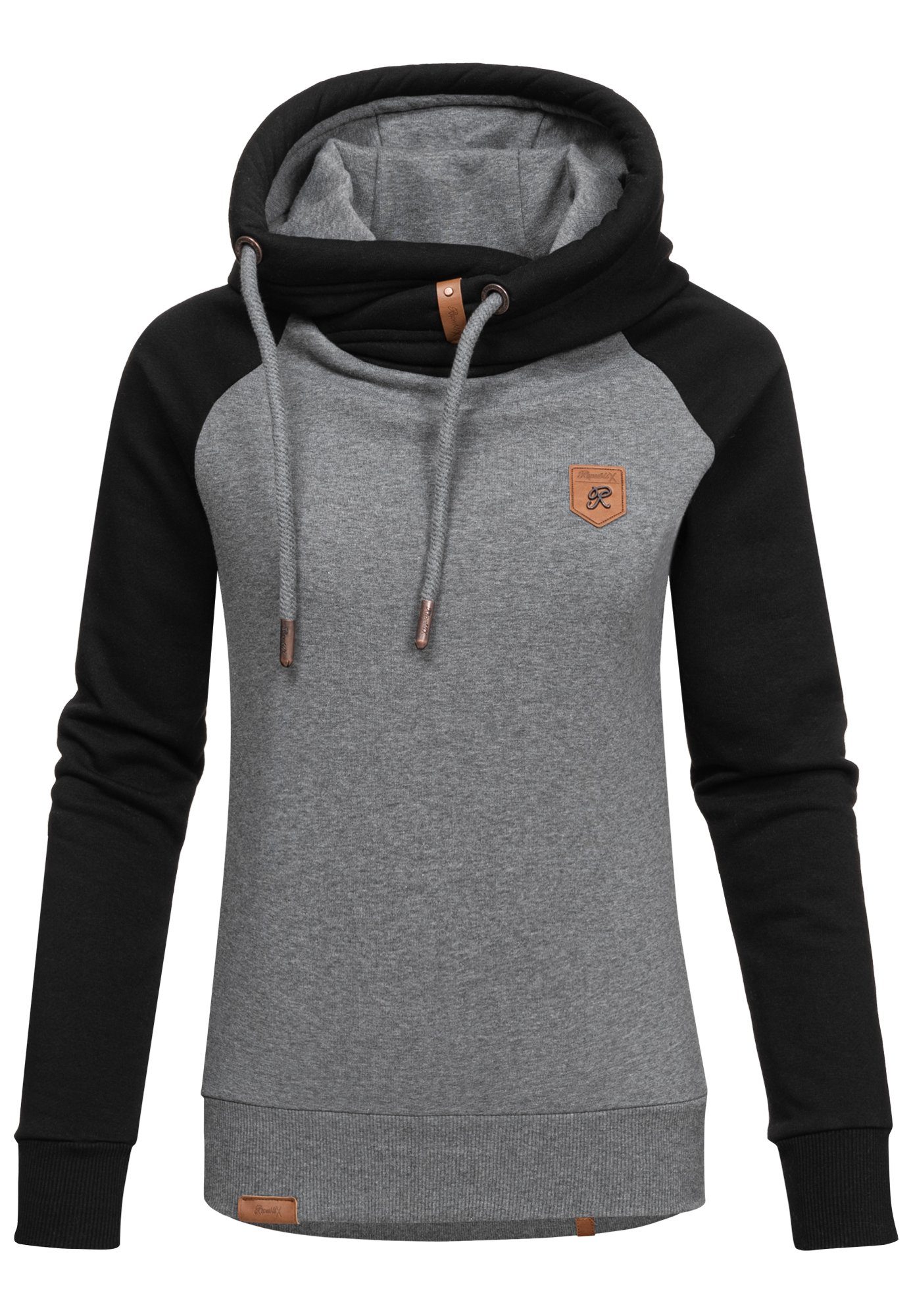 REPUBLIX Sweatshirt RILEY Damen Kapuzenpullover Sweatjacke Pullover Hoodie Anthrazit/Schwarz