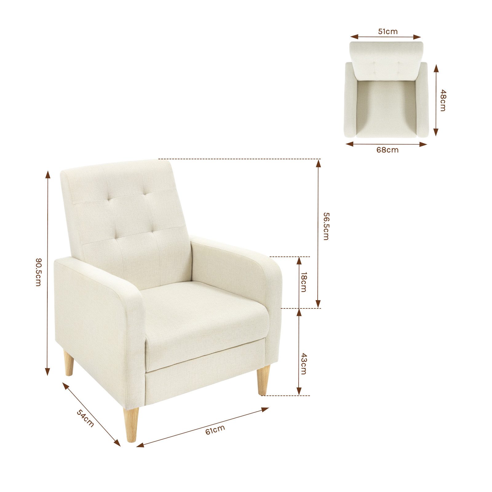 Woltu Ohrensessel (1-St), Relaxsessel mit Massivholzbeinen, Loungesessel modern