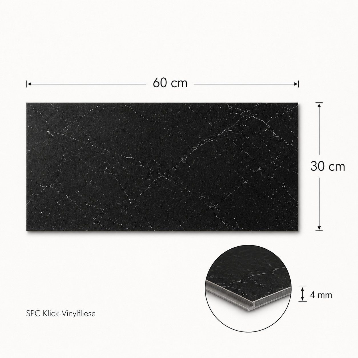 NoblesBox Designboden SPC Klick-Vinylboden 4 mm, 60 x 30 cm, Fliesen- und Steinoptik, wasserfest, antistatisch, pflegeleicht, kleberfrei, für Badezimmer – Bild 2 von 5