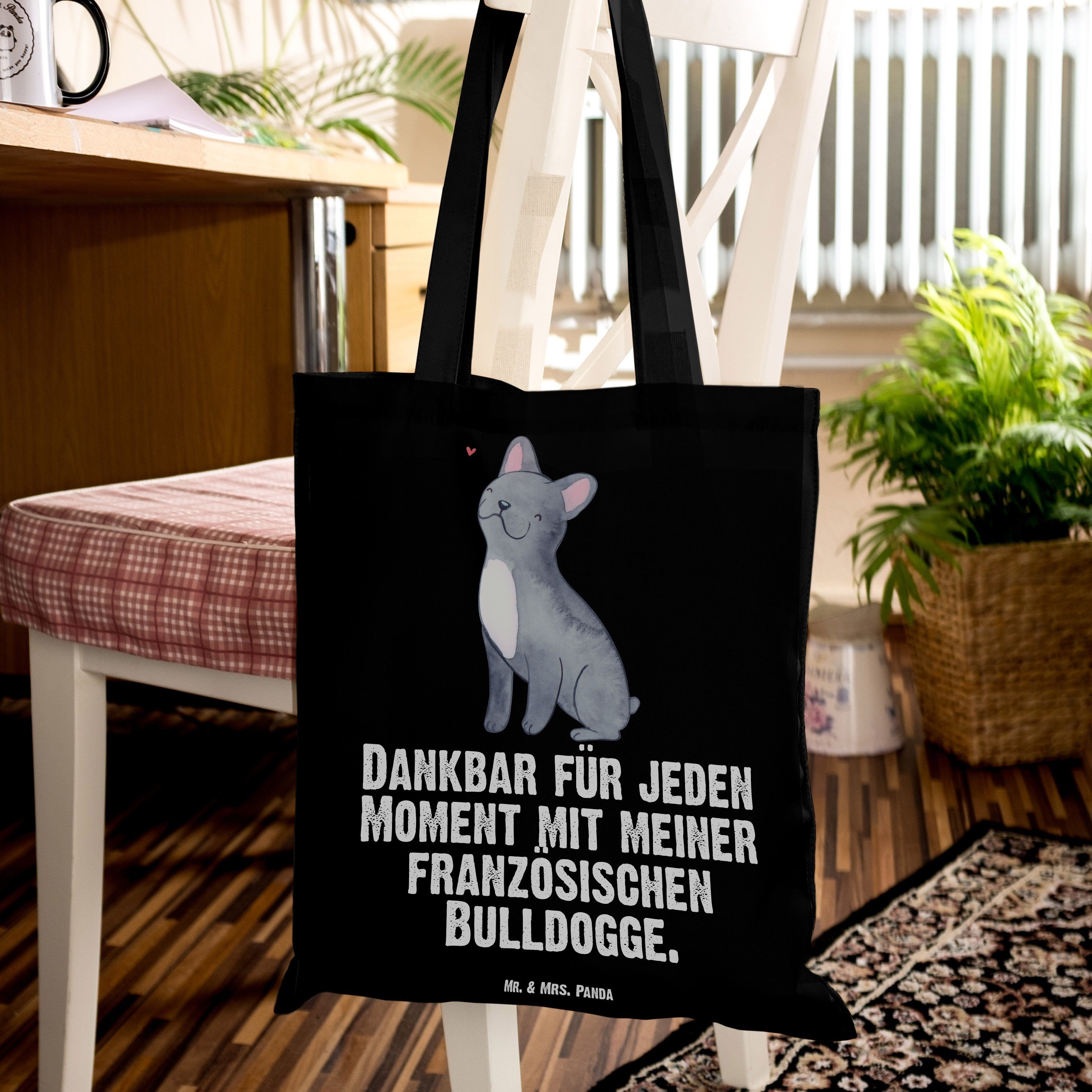 Panda Bulldogge Moment & - - Mrs. (1-tlg) Mr. Stoffbeutel, Geschenk, Eink Schwarz Französische Tragetasche