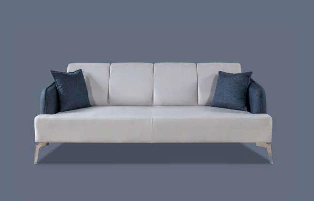 JVmoebel 3-Sitzer Wohnzimmer Sofa 3 Sitzer Weiß Textil Sofas Couch Polster Dreisitzer