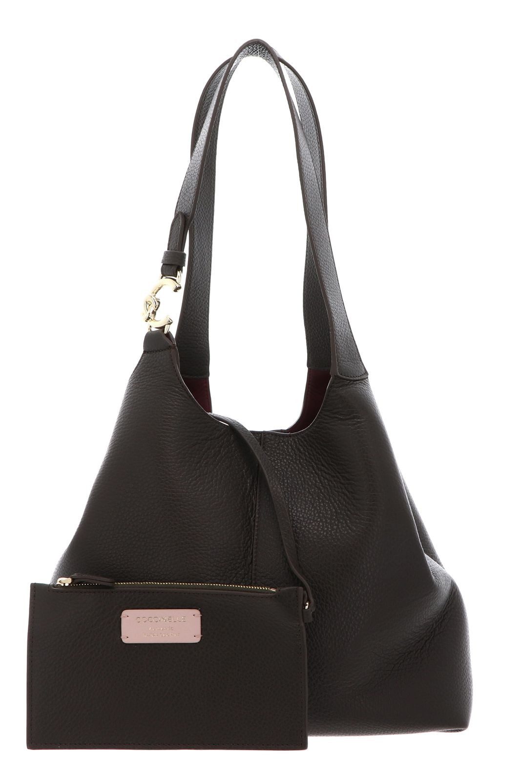 COCCINELLE Schultertasche Shopper (Set, 2-tlg), aus echtem Rindsleder
