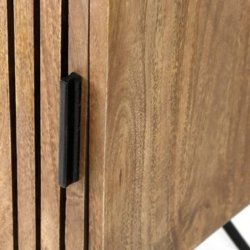 RINGO-Living Sideboard Massivholz Lowboard Boni mit 2 Schubladen und 2 Türen in Natur-dunkel, Möbel