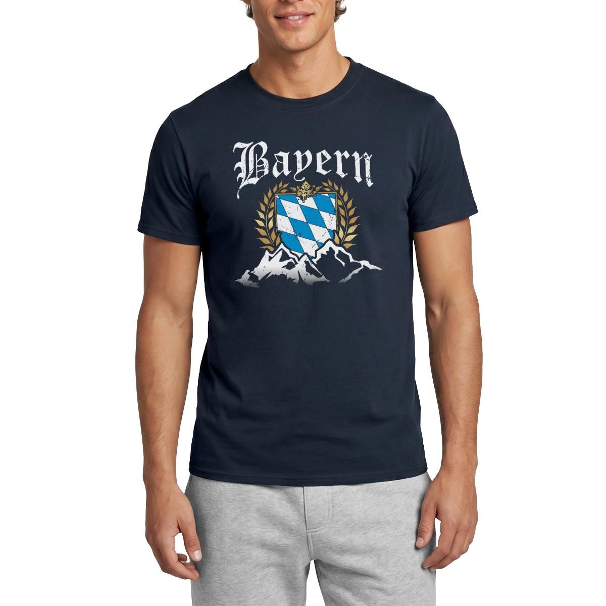 Spreadshirt T-Shirt Bayern Wappen Vintage Look Männer T-Shirt (1-tlg)