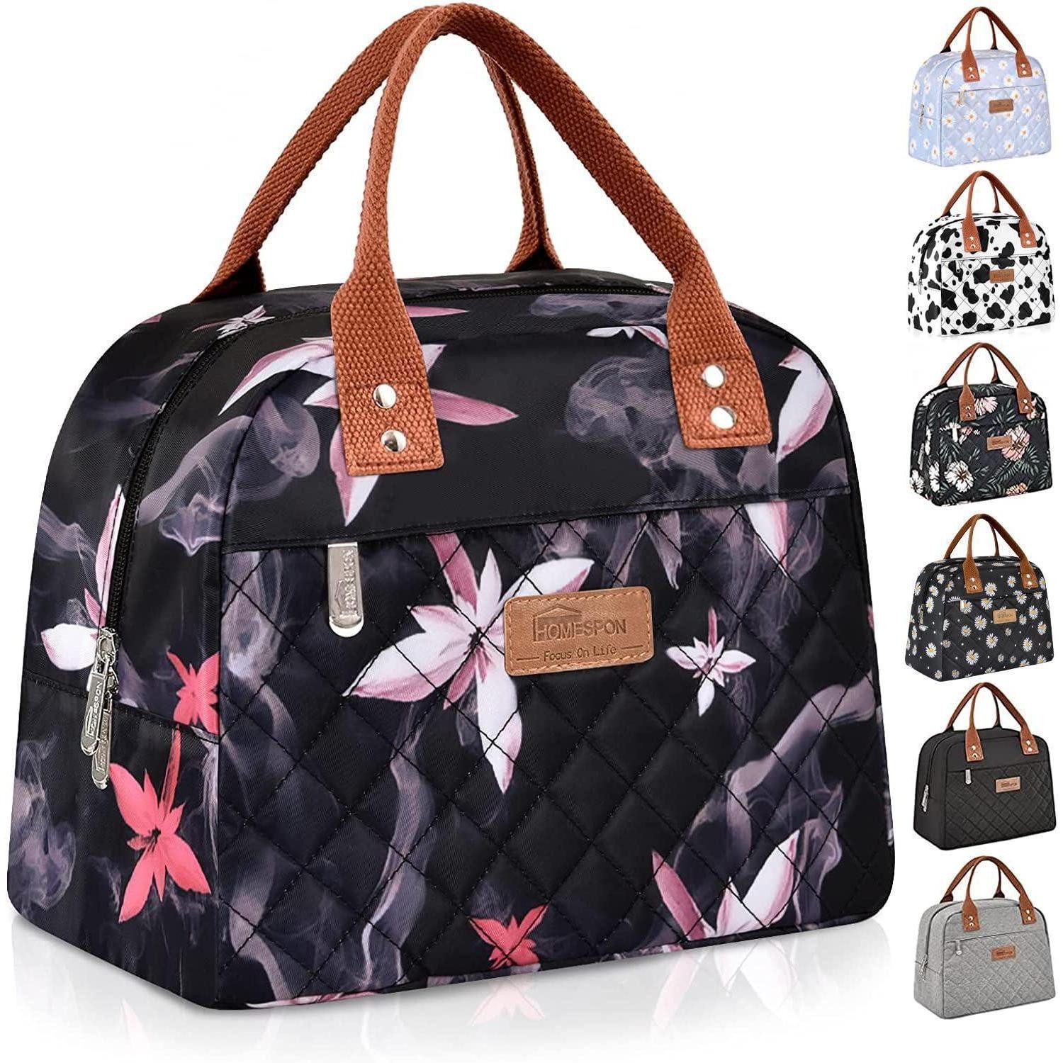 Kühltasche Lunchtasche Kühltasche Isoliertasche Damen Herren Büro Rosa Blumen