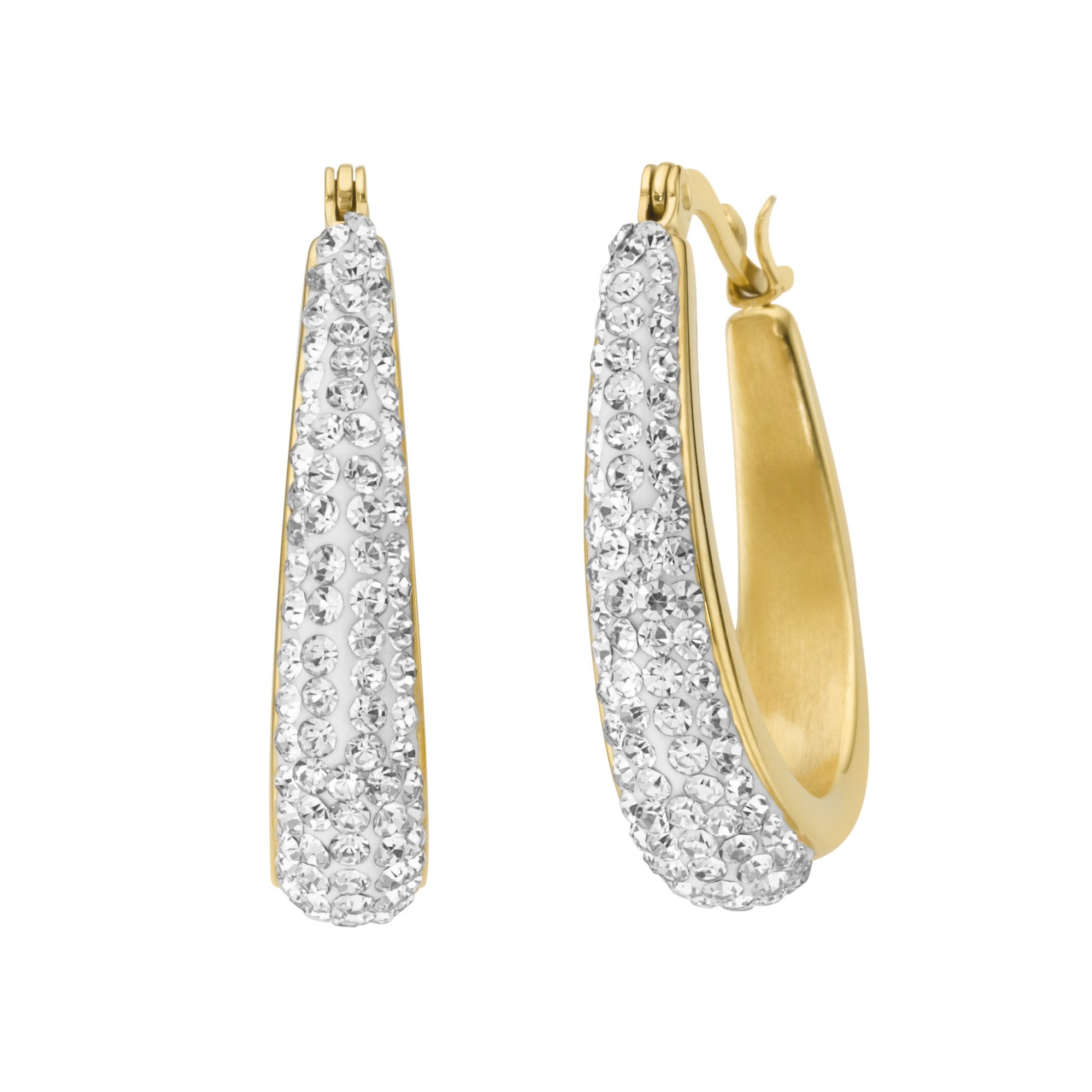 Firetti Paar Creolen Schmuck Geschenk Edelstahl Ohrschmuck Ohrringe, mit Kristallstein (synth)