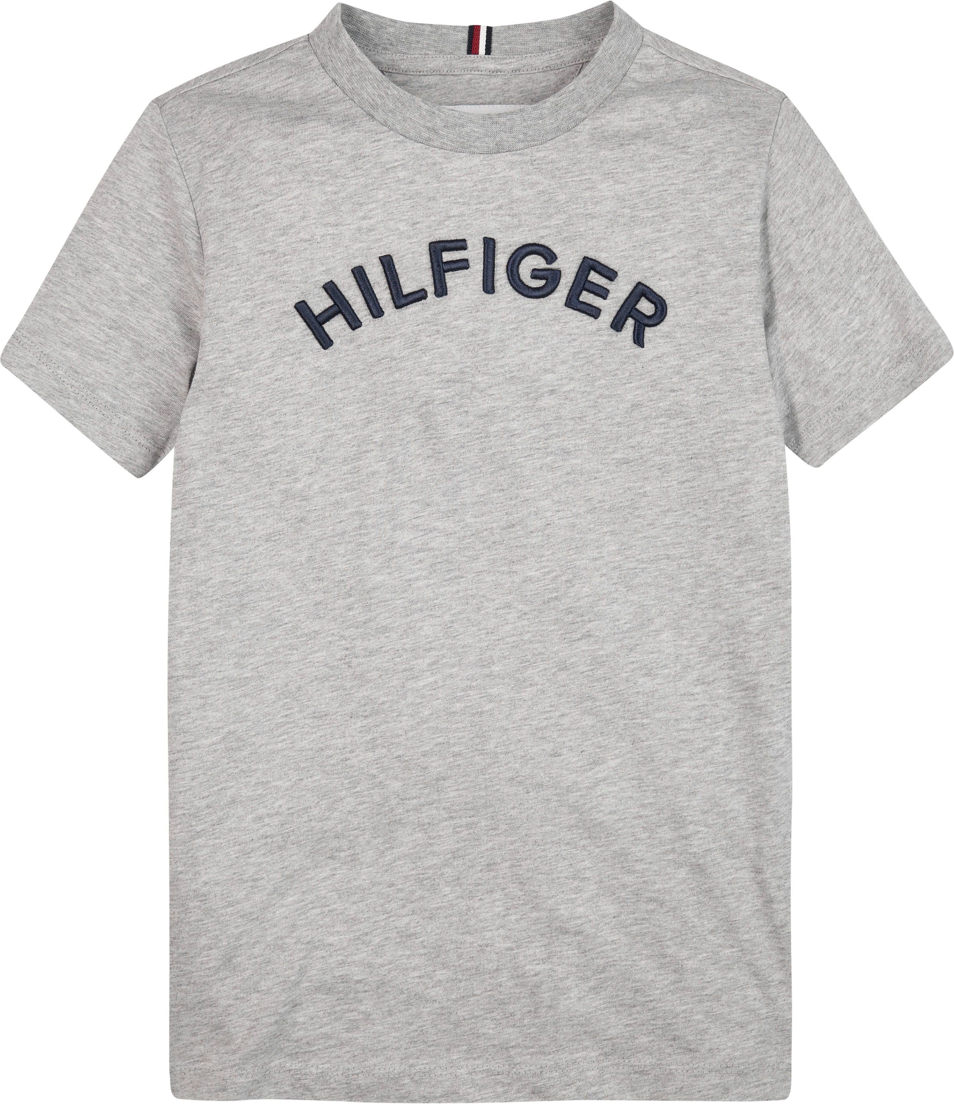 Tommy Hilfiger Light-Grey-Heather mit ARCHED U TEE Schriftzug T-Shirt HILFIGER