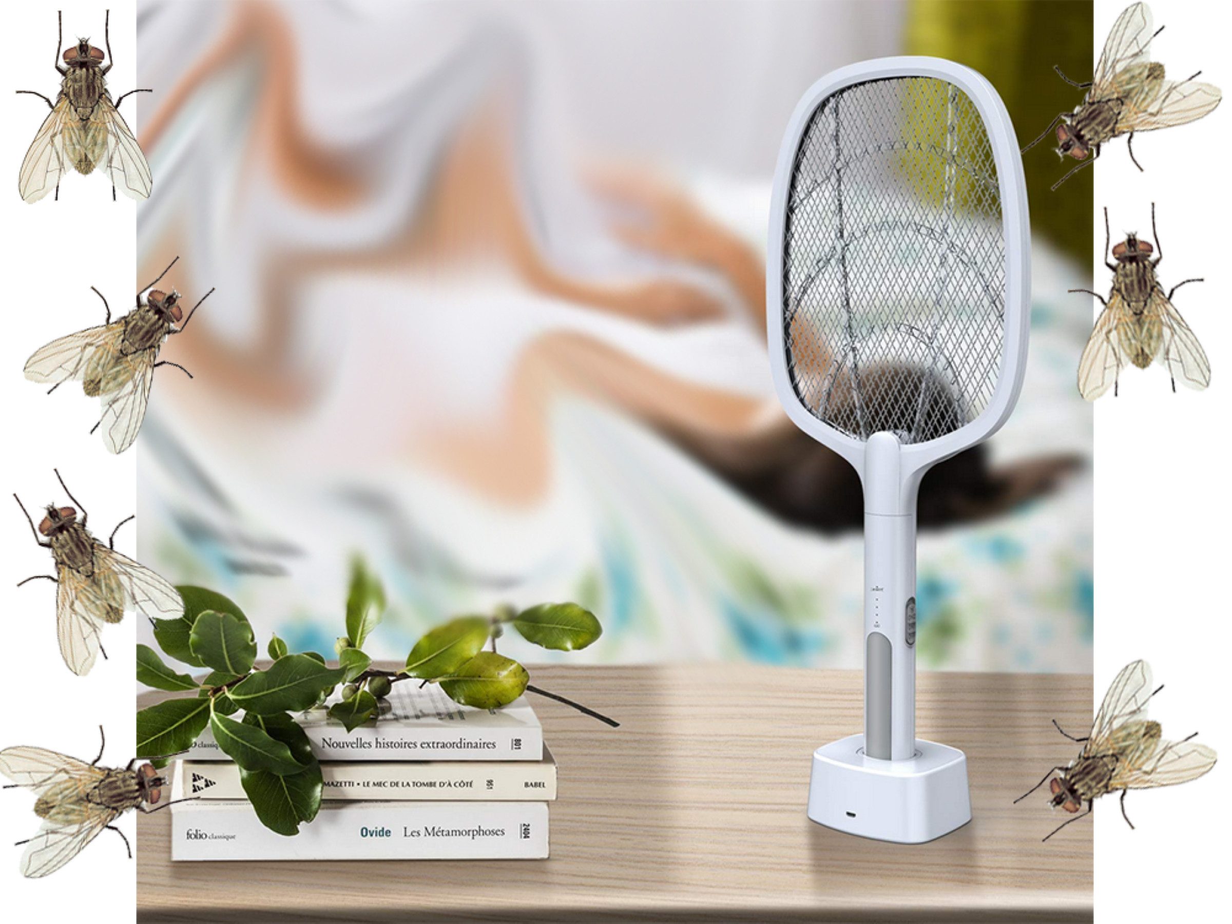 Verkgroup Fliegenklatsche Elektrische Fliegenklatsche UV Insektenlampe Mückenfalle Akku USB, UV-Licht, 3000V Hochspannung, USB-Akku, Ständer – Bild 4 von 5