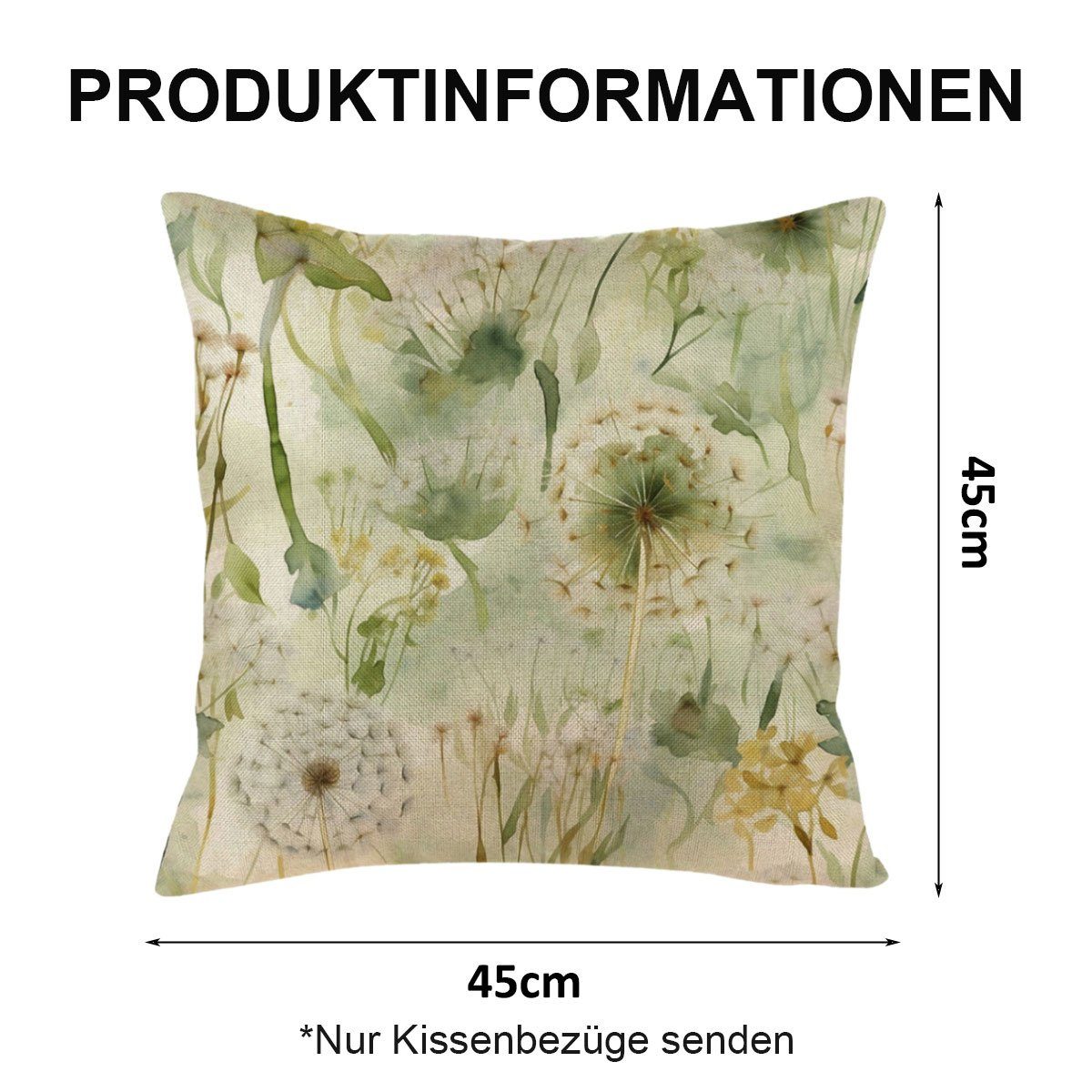 Leinen, Kissenbezüge x 45 Houhence cm Set Blumen Polyester 4er Kissenbezug 45 Garten bunt(stil2)