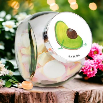 Mr. & Mrs. Panda Vorratsglas XL 2000ml Avocado Schwangerschaft - Weiß - Geschenk, Küchenbehälter, Premium Glas, (1-tlg), Hochwertiger Druck
