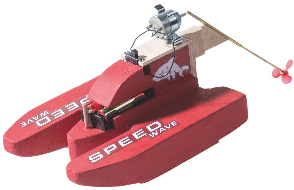 matches21 HOME & HOBBY Holzbaukasten Motorboot Speedboot Elektro-Bausatz 10 J