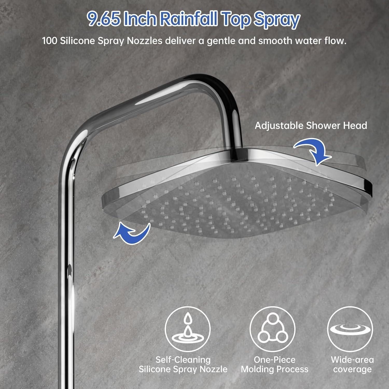 LuxusKollektion Duschsystem Regendusche ohne Armatur 30x30cm Quadratisch Chrom 25*25cm Eckig-chrom, Höhe 13 cm – Bild 5 von 5
