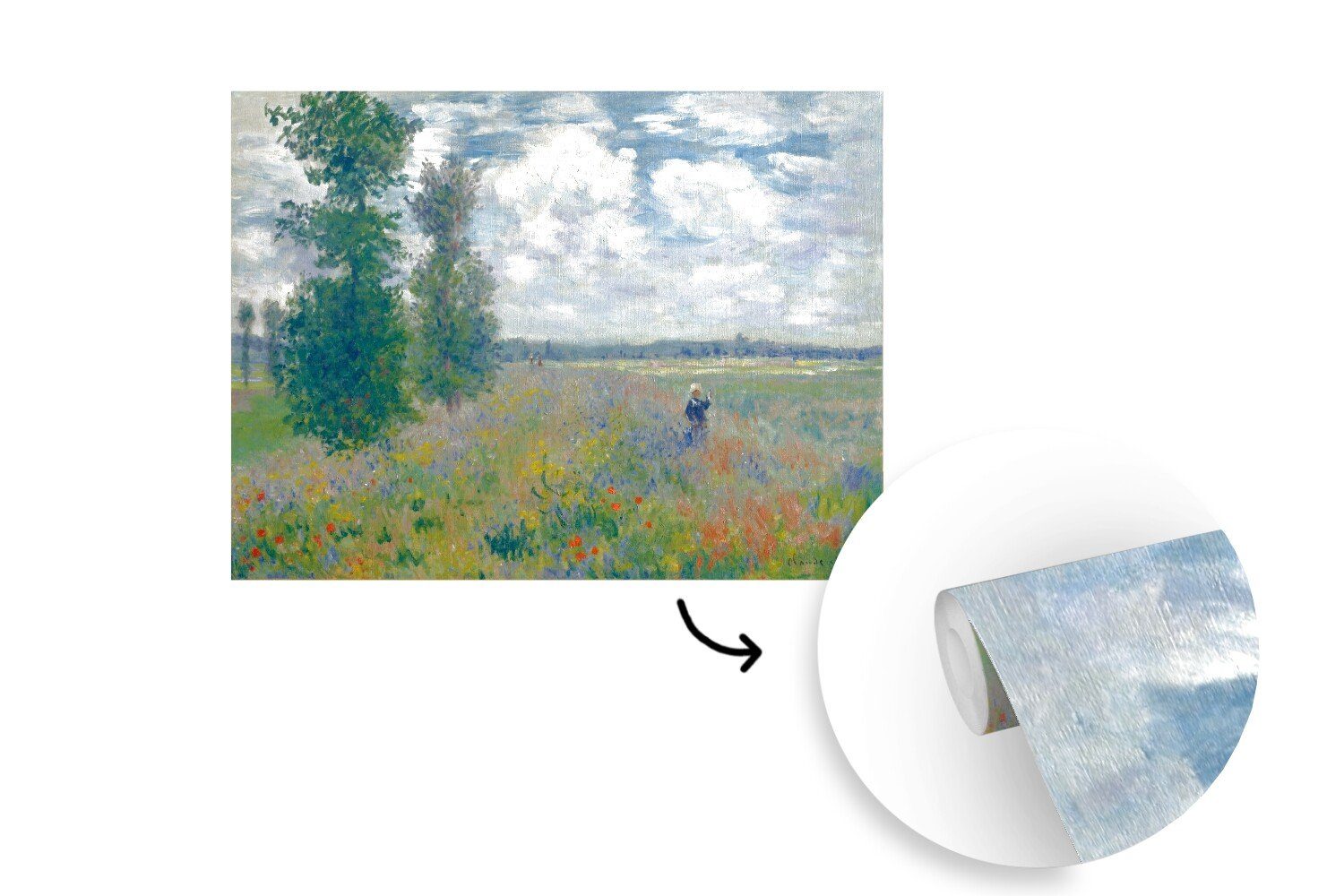 Vinyl Kinderzimmer, Monet, Claude für Argenteuil bei Schlafzimmer, Matt, bedruckt, - Gemälde Fototapete Tapete Wohnzimmer, von (6 MuchoWow Wallpaper Mohnfeld St),