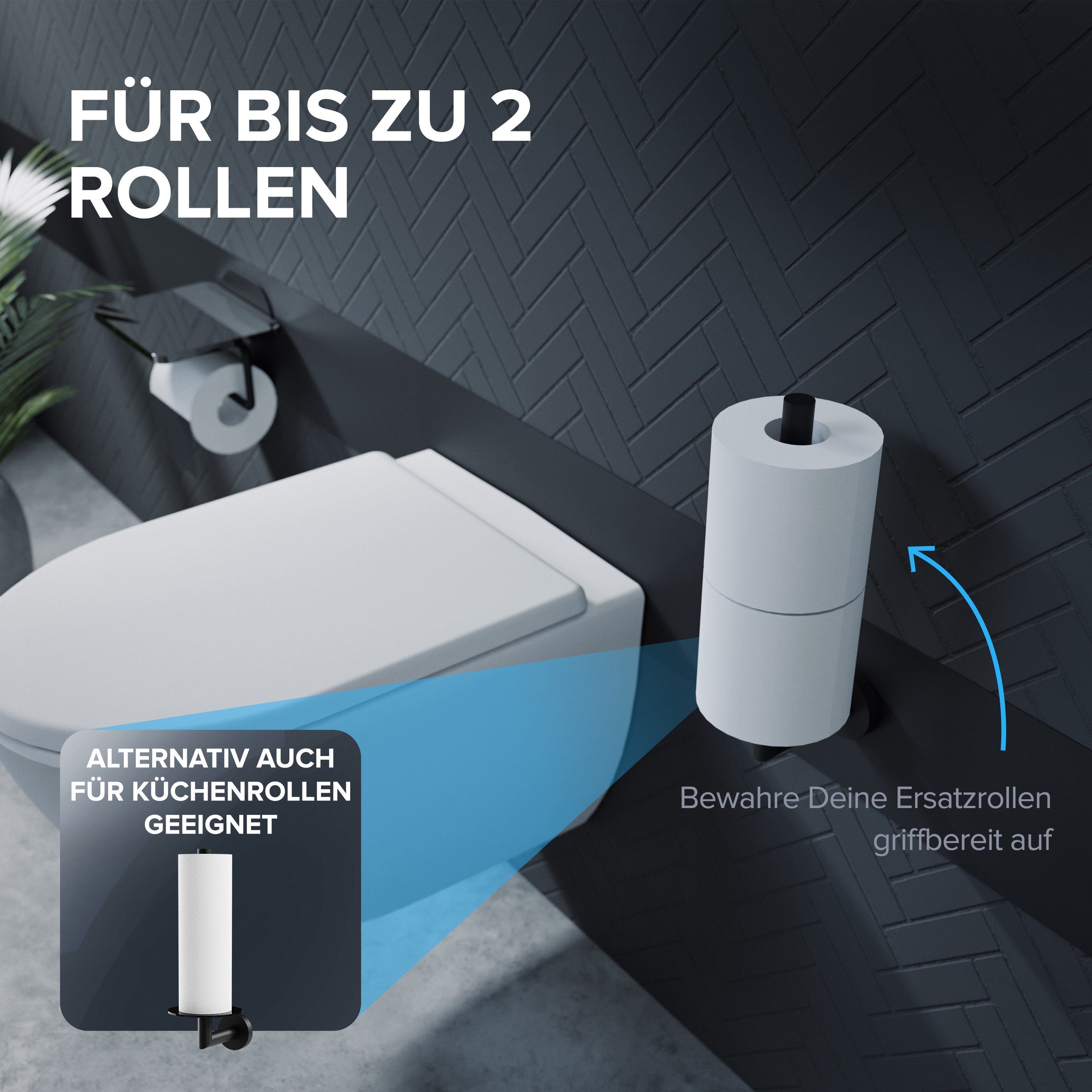 ovimar Toiletten-Ersatzrollenhalter Runde (1-St), aus Edelstahl in Schwarz günstig online kaufen