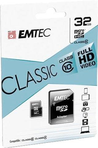 EMTEC »microSDClass10 Classic« Speicherkarte (32 GB, Class 10, 30 MB/s Lesegeschwindigkeit)