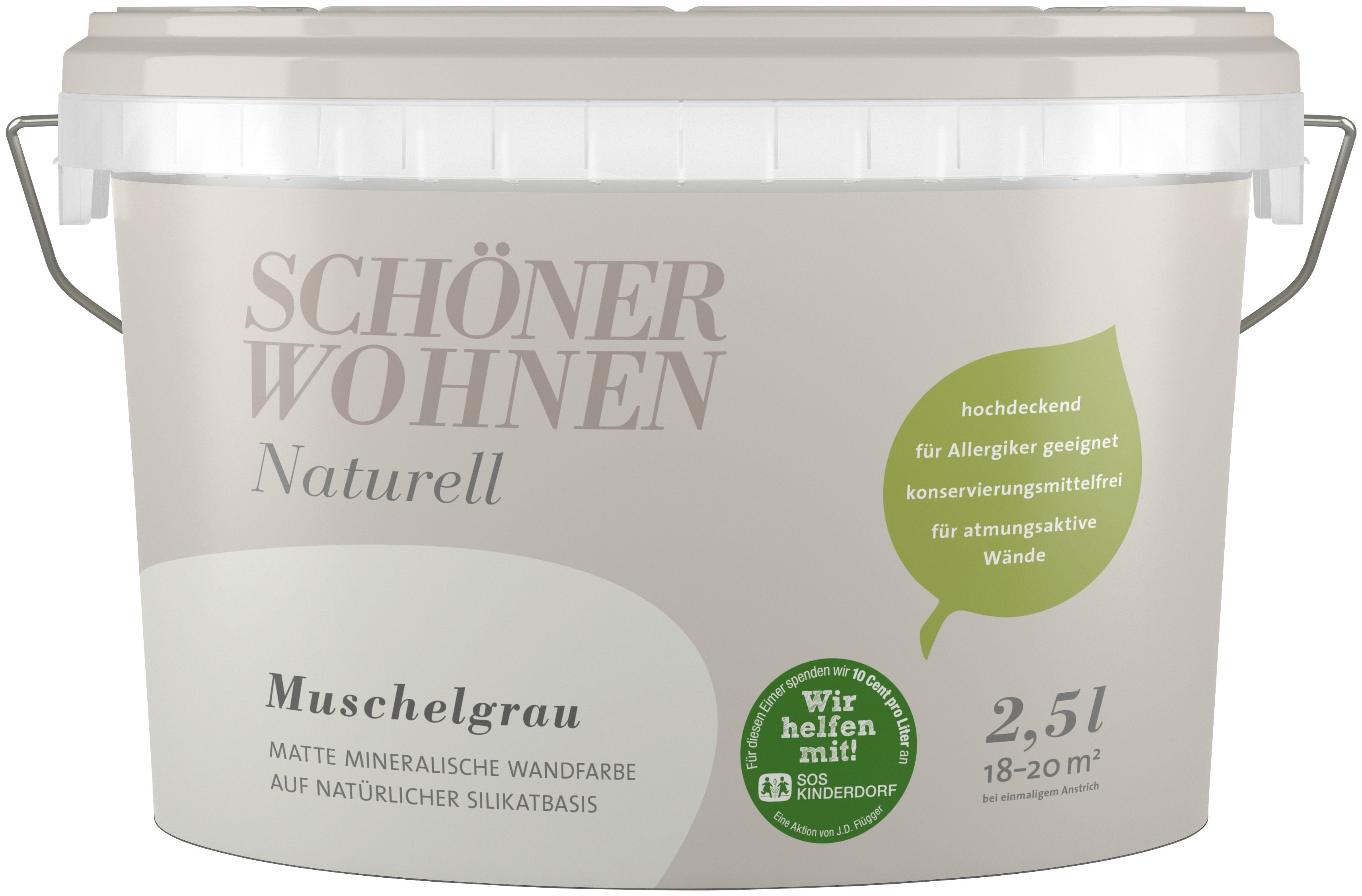 schoener wohnen farbe wand und deckenfarbe naturell muschelgrau 2 5 l muschelgrau