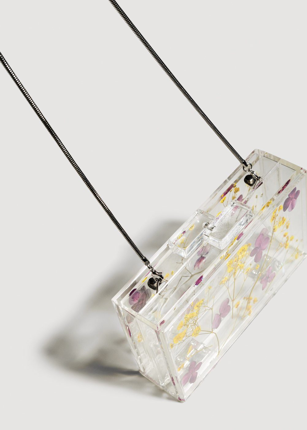 MANGO Flowers transparent box clutch
