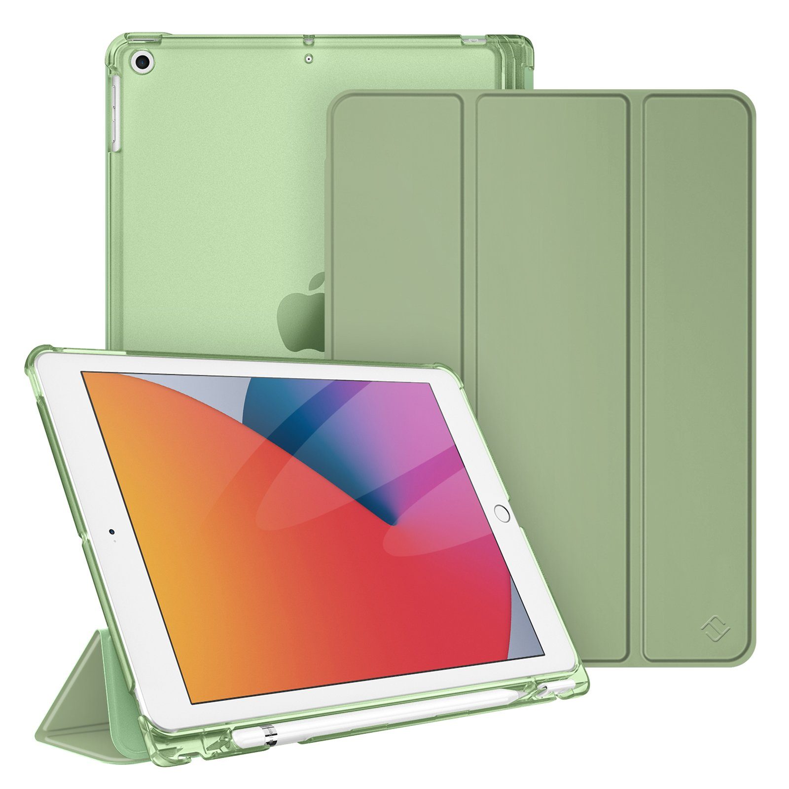 Fintie Tablet-Hülle für iPad 9. Gen 2021/8. Gen 2020/7. Gen 2019 10.2 Zoll mit Stifthalter, ultradünne leichte Case mit transparenter Rückseite & Auto Schlaf/Wach