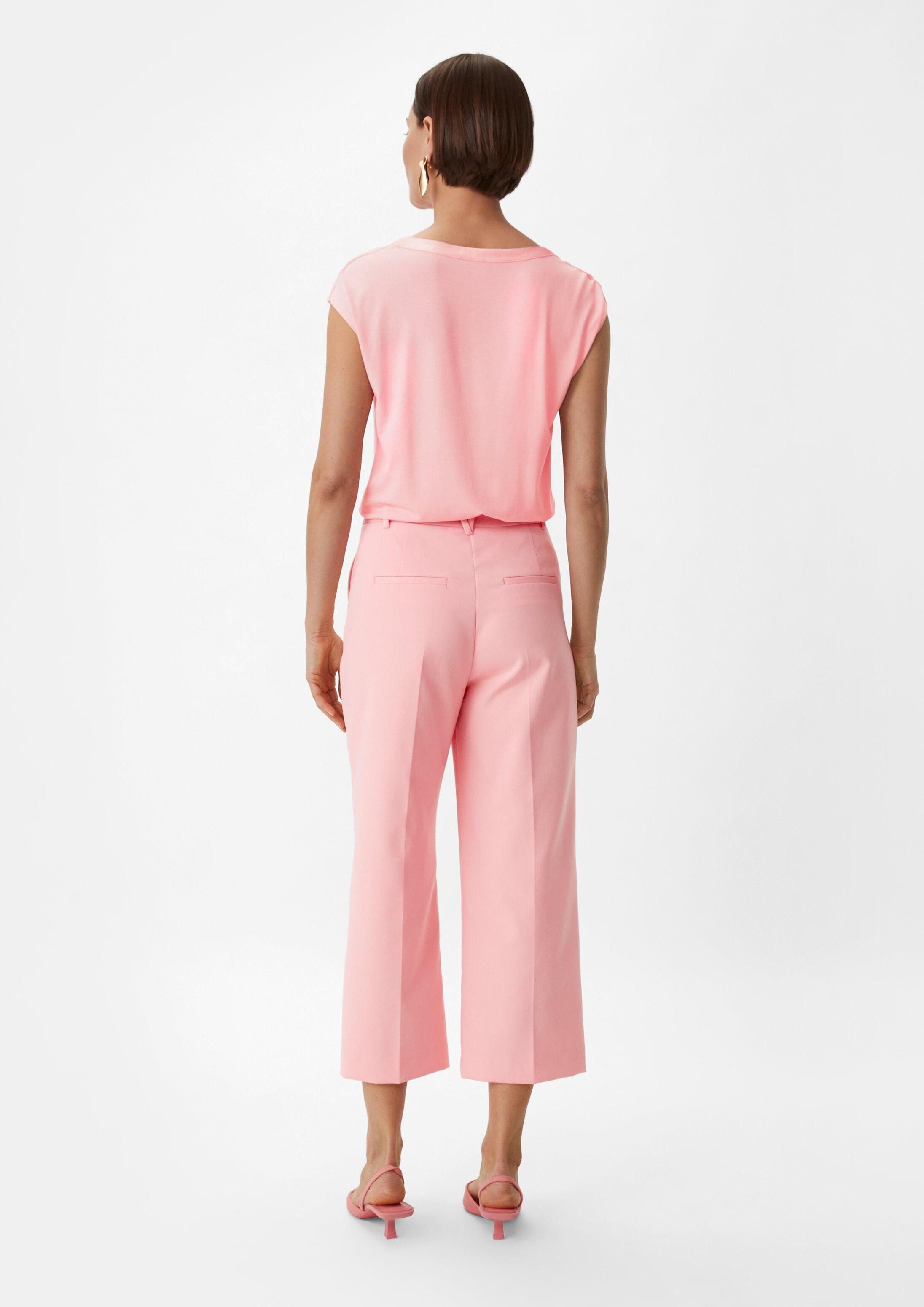 comma Kurzarmshirt T-Shirt Crêpe-Bluse mit Satin-Detail