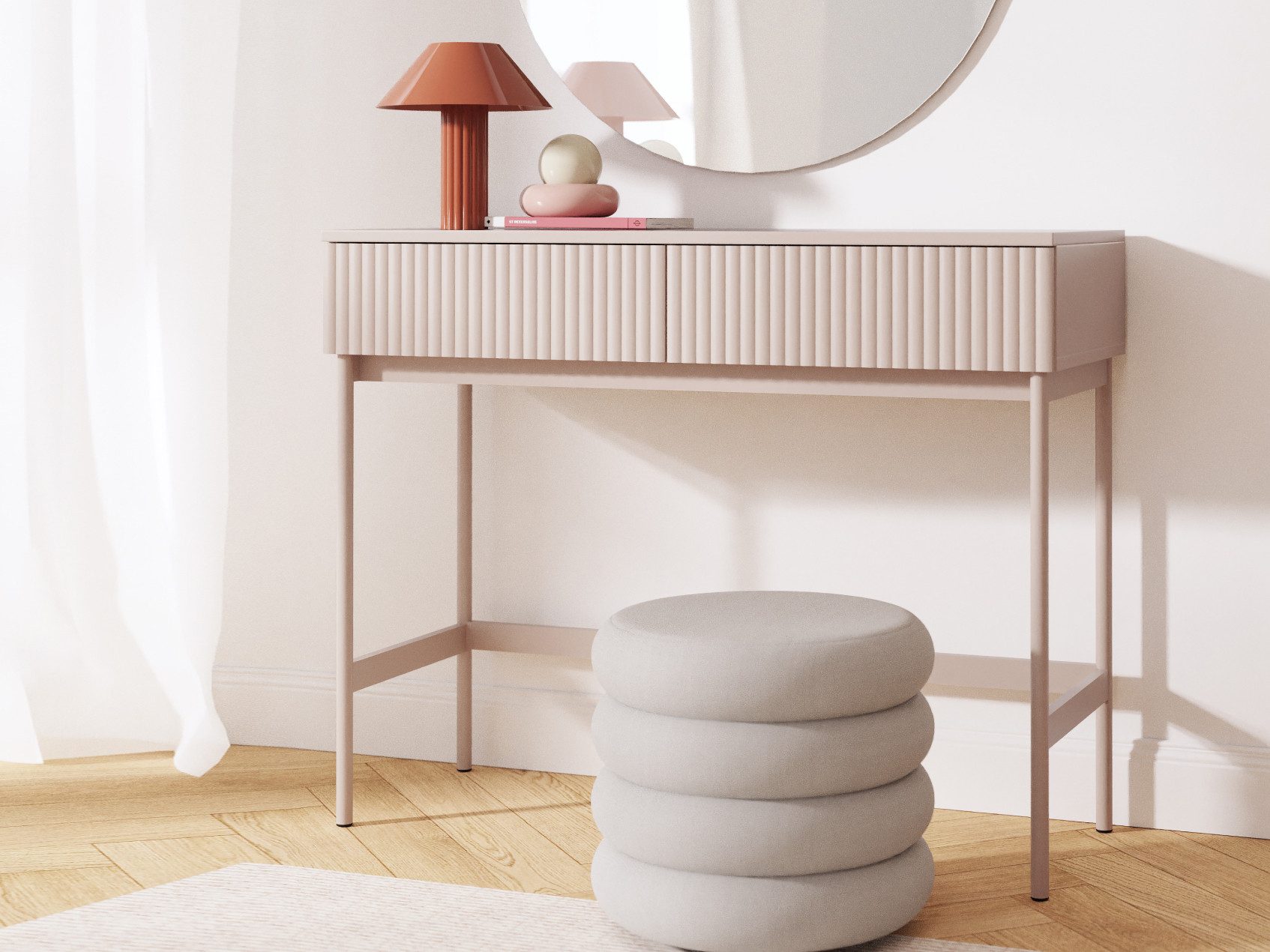 Beautysofa Schminktisch Soft Rillenfronten mit Push-to-Open günstig online kaufen