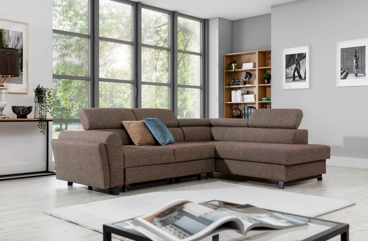 JVmoebel Ecksofa, Wohnlandschaft Ecksofa L Form Sessel Set Garnitur Modern Sofa braun