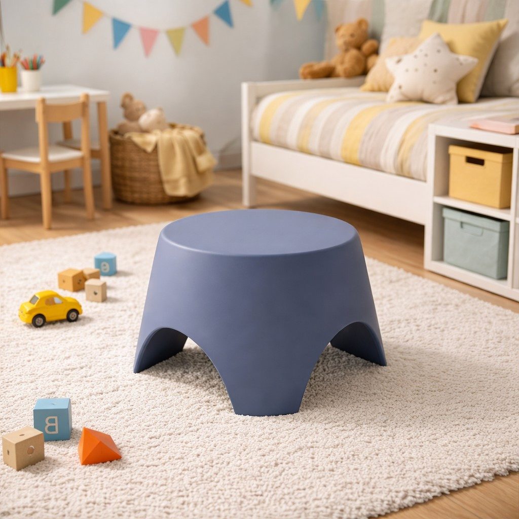 Xlmoebel Hocker Stabiler Kinderstuhl in Blau für Spiel und Kinderzimmer (Einzelhocker, Kinderhocker), Made in Europa