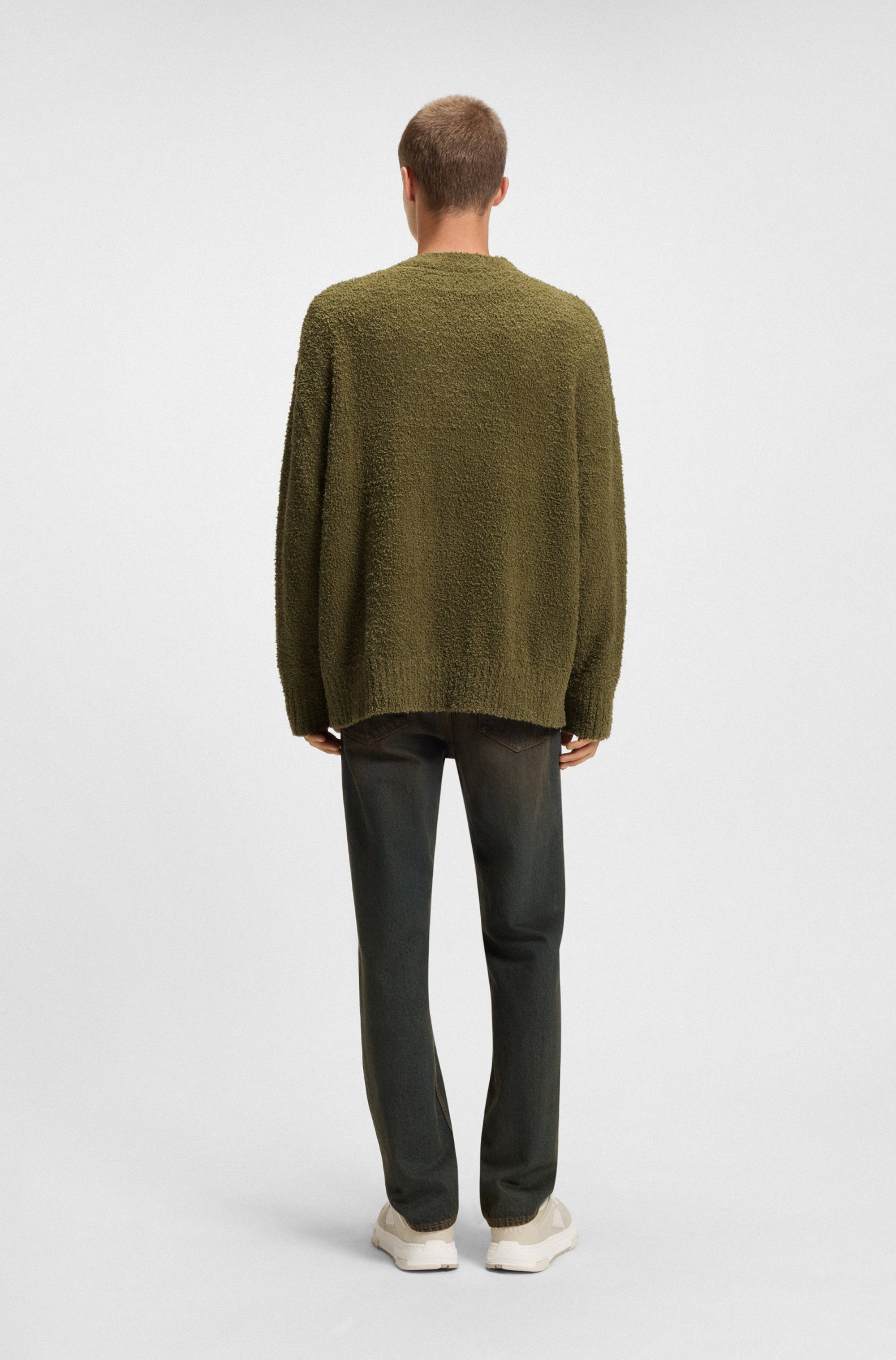 HUGO Strickjacke Sonou V-Ausschnitt, Oversized fit, Bouclé-Strick