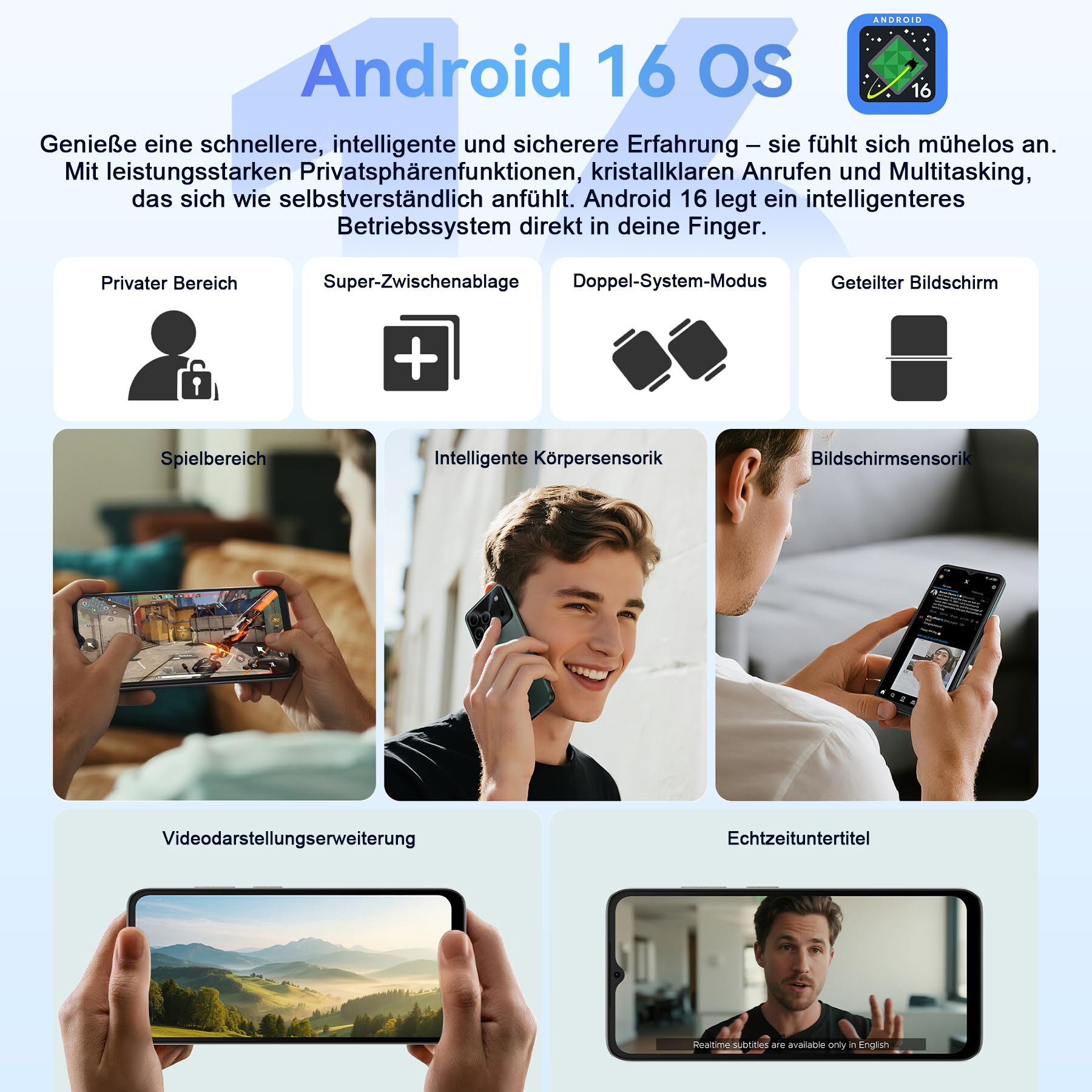 DOOGEE NOTE 56 Pro Android Handy 4GB+128GB 6150mAh ohne vertrag Smartphone (16,66 cm/6.56 Zoll, 128 GB Speicherplatz, 13 MP Kamera, Andriod 16, 6150mAh, Fingerabdruck, Dual SIM 4G, NFC, OTG, GPS) grün