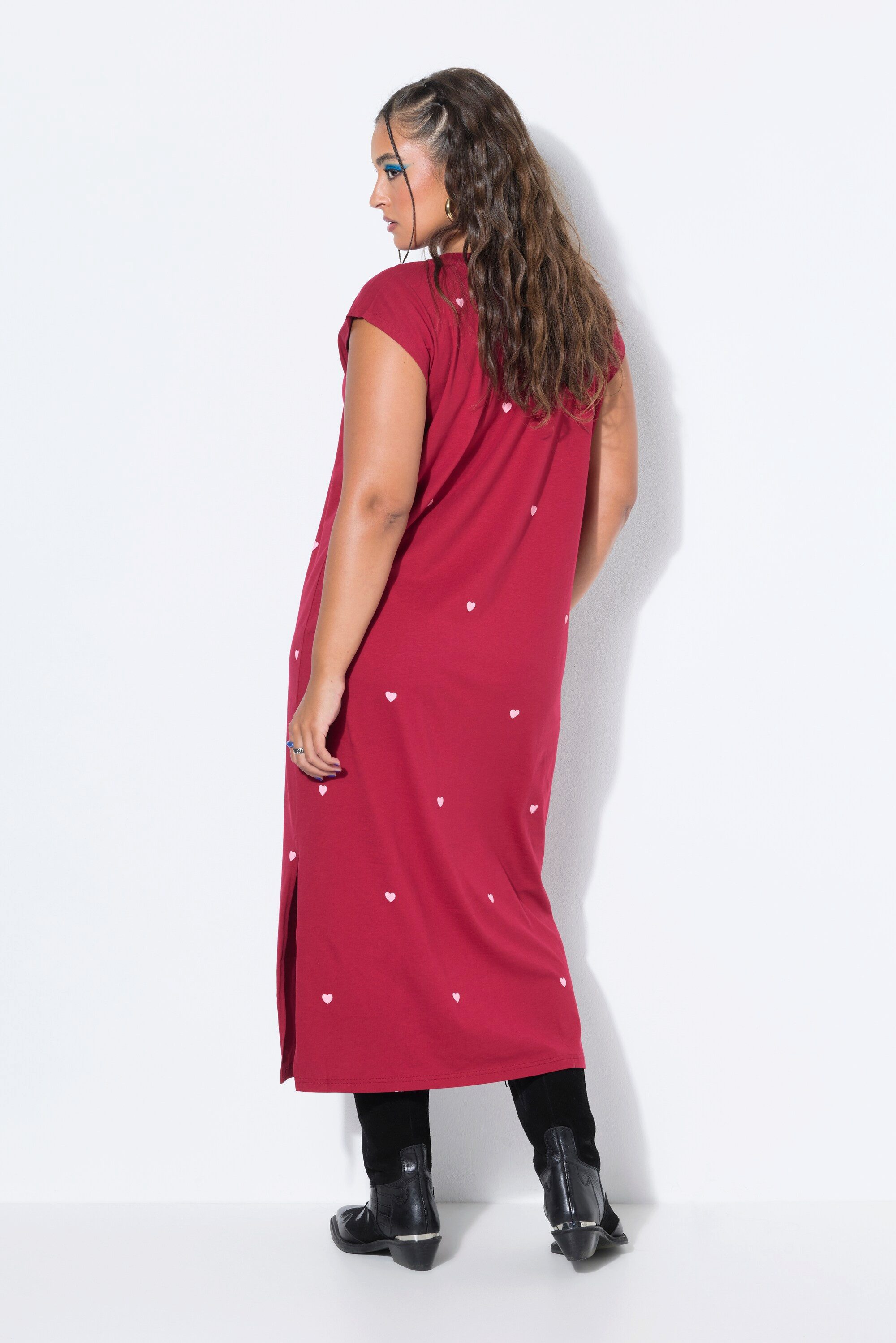 Studio Untold Jerseykleid Midikleid oversized Jersey Herzen ärmellos