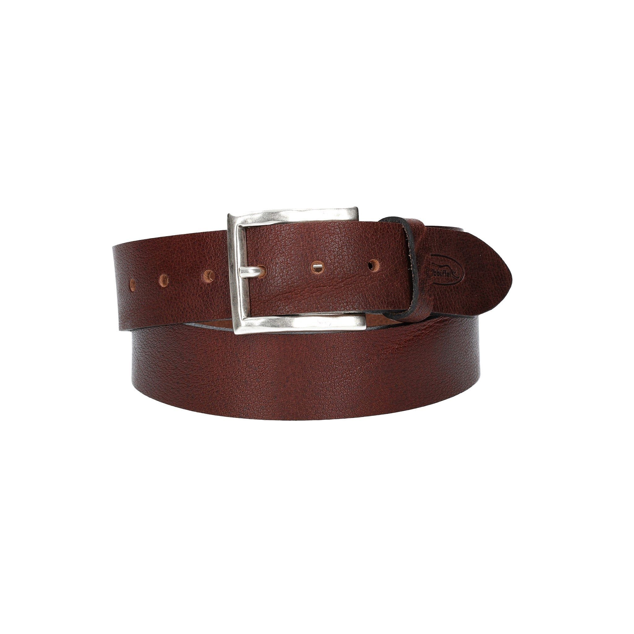 Leder Bazlen Ledergürtel Albbüffel in Braun 40mm mit Dornschließe in Silber (ALBBÜFFEL-BRAUN, 1-St) sehr weiches Vollrindleder
