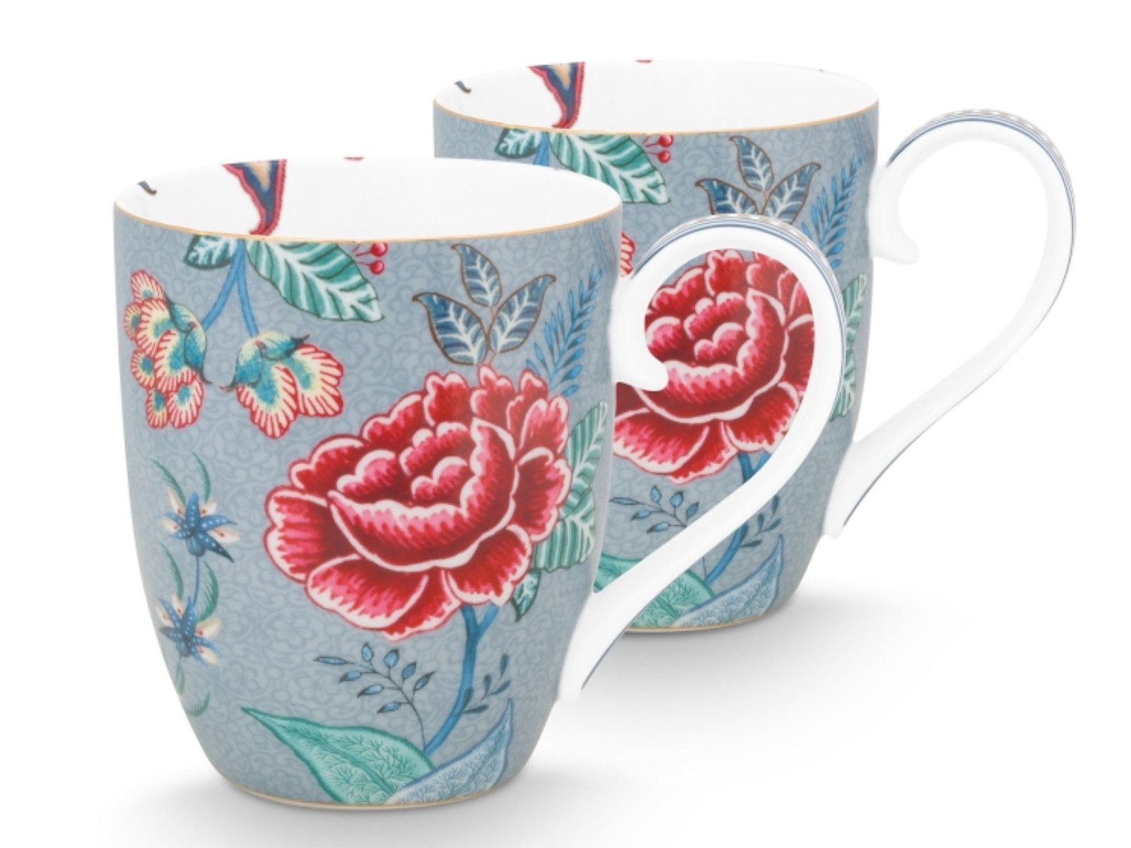 Becher Flower Festival Henkelbecher Light Blue 450ml Set2