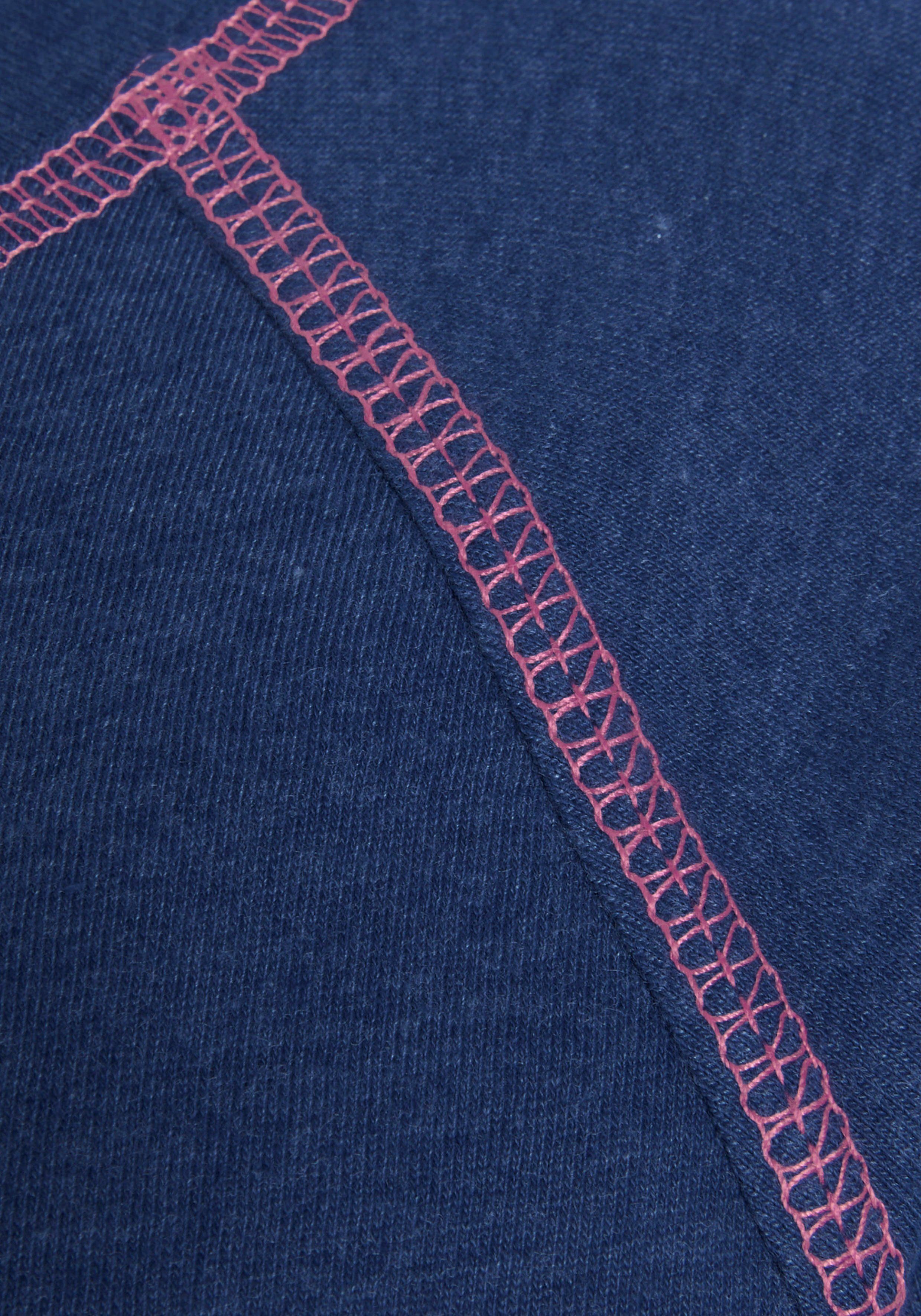 Vivance in jeansblau/neon-pink (1-tlg) Neonfarben Nachthemd mit Dreams Flatlock-Nähten dekorativen