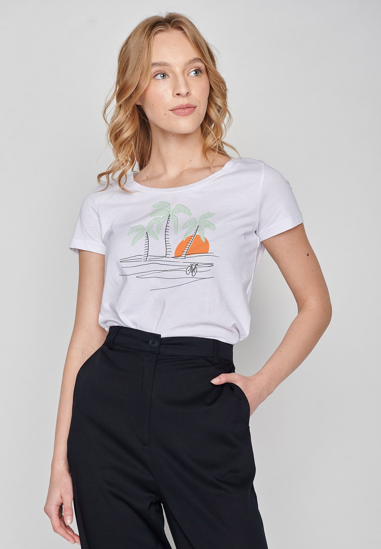 GreenBomb T-Shirt Loves Nature Sunset Palms Motiv Natur (1-tlg., 1) figurbe günstig online kaufen