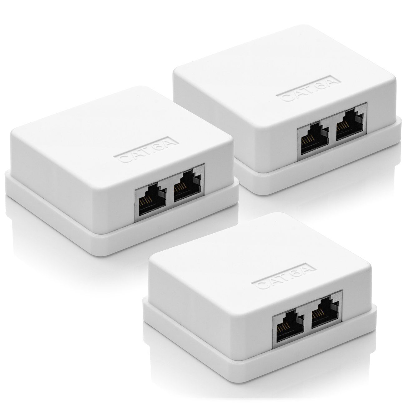 deleyCON deleyCON CAT 6a Netzwerkdose 2x RJ45 Buchse FTP geschirmt Aufputz 3 Netzwerk-Adapter