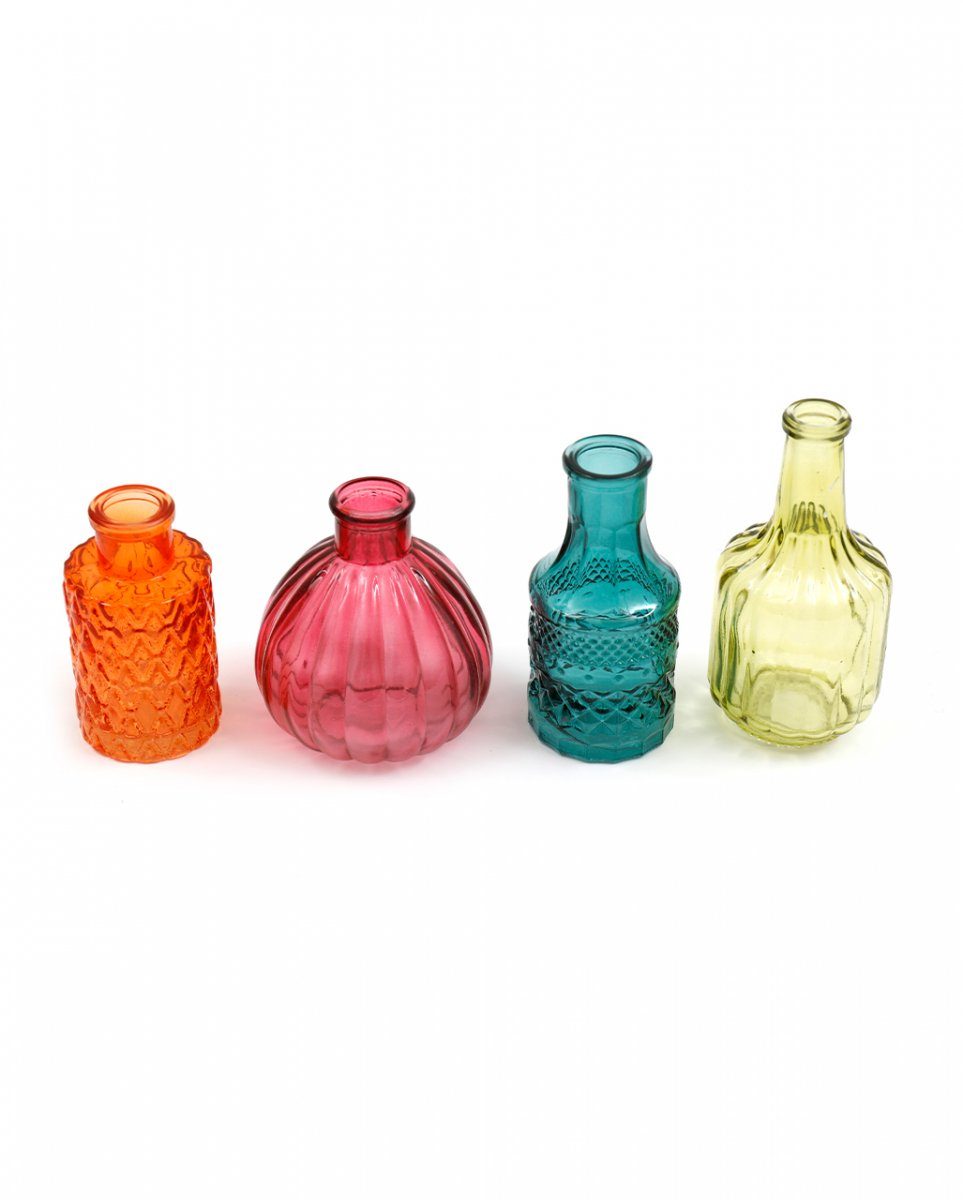 Dekoobjekt Bunte Zaubertrank Fläschchen aus Glas im 4er Set