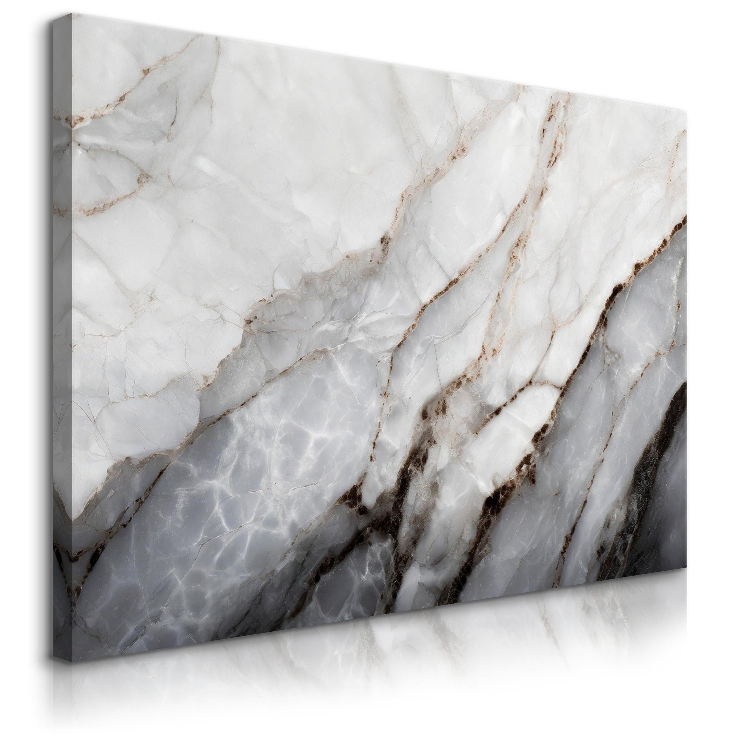 Muralo Leinwandbild Abstrakt – Leinwandbild Wandbild Kunstdruck Wohnzimmer, Abstrakt (1 St), Graue Marmorimitation – Platte, 30 x 20 cm, aufhängefertig