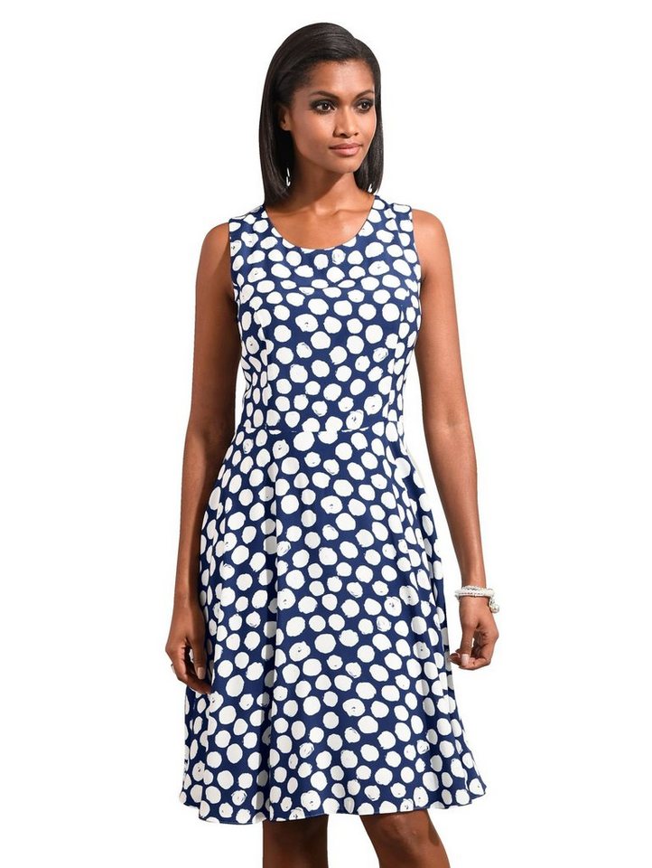 Alba Moda Kleid mit femininem Tupfenmuster in blau