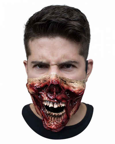 Horror-Shop Zombie-Kostüm Halloween Halbmaske aus Latex mit Zombie Kiefer