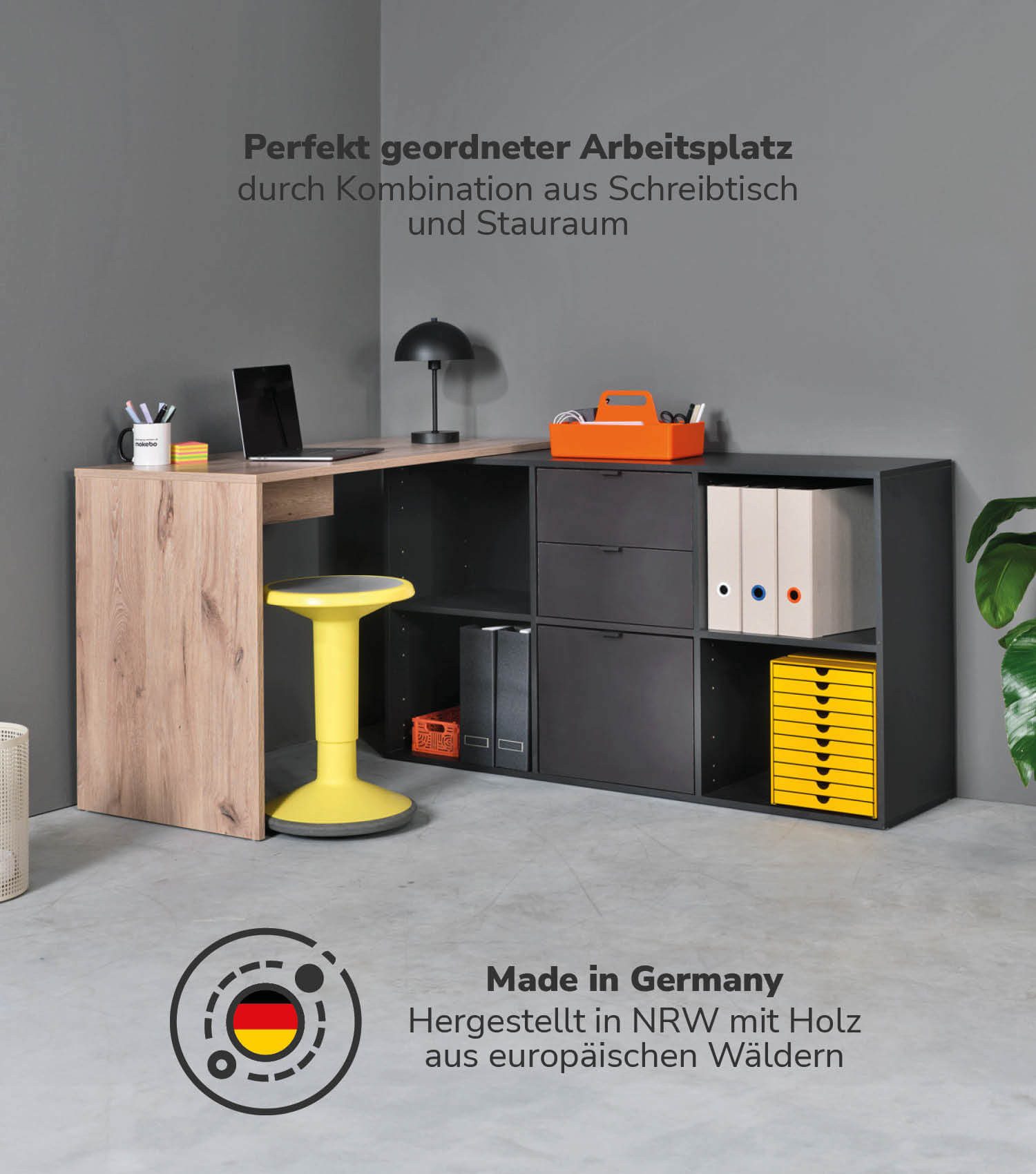 mokebo Eckschreibtisch Der Produktive (mit 2 günstig online kaufen