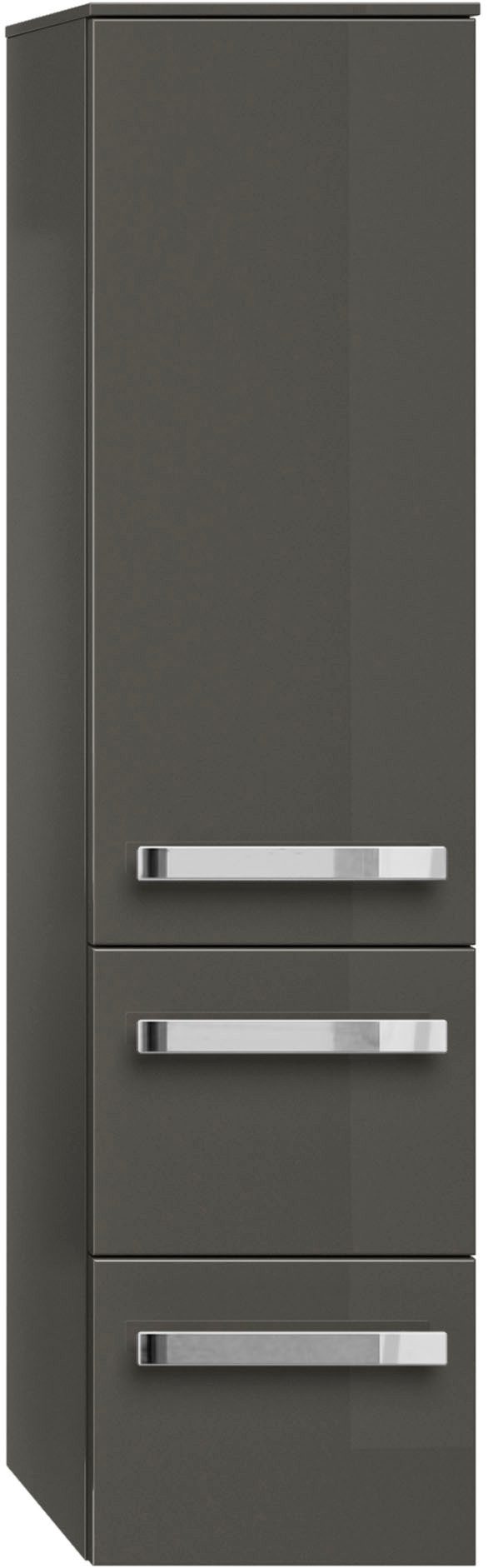 Saphir Midischrank Serie 4005 Badschrank 30cm breit, 1 Tür, 2 Schubladen, inkl Türdämpfer 2 Glas-Einlegeböden, Badezimmer-Midischrank 121 cm hoch, 33 cm tief