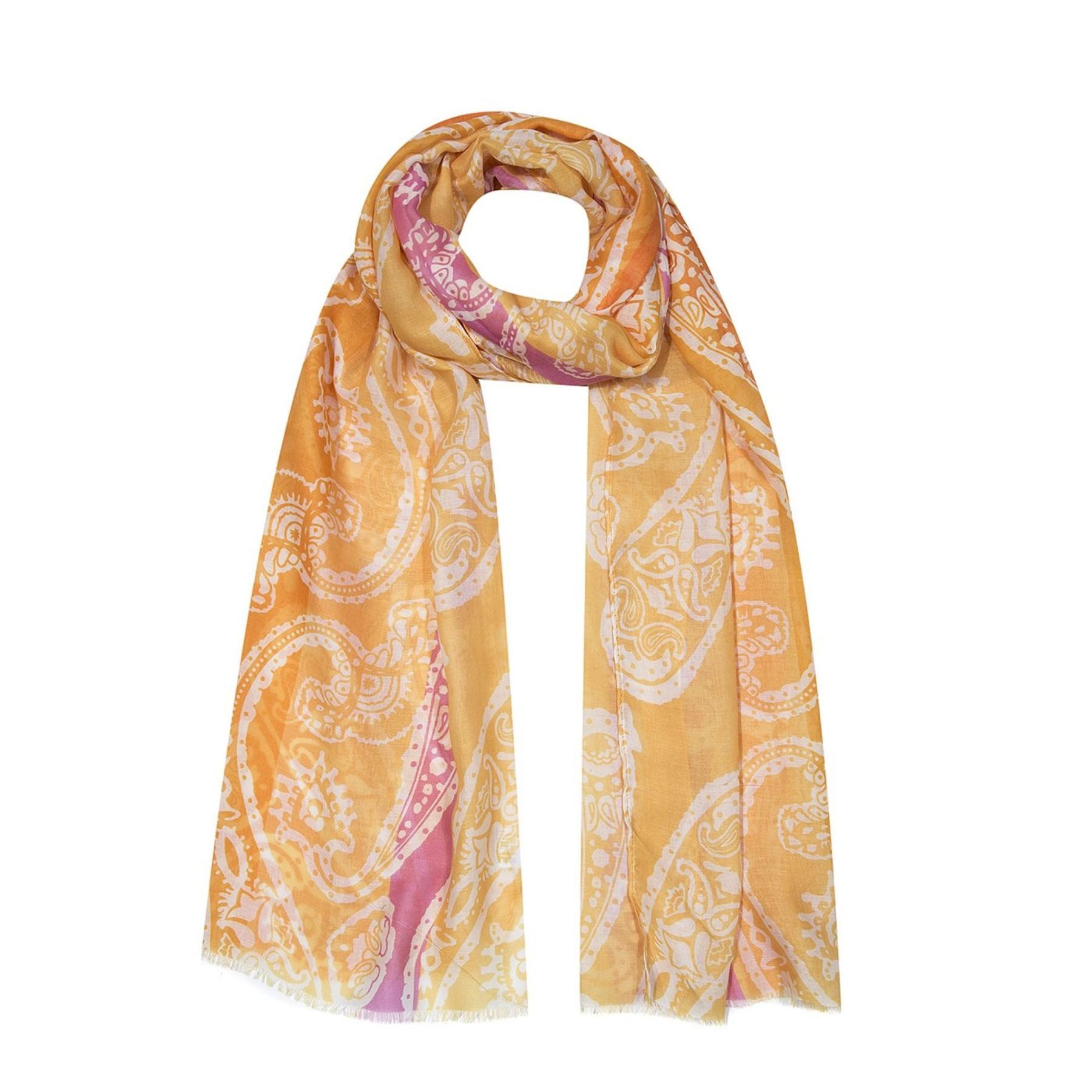 Faera Modeschal Weich gewebt Fransen Modern Aufdruck Leichtes Material, (1-St), 9638 in Orange