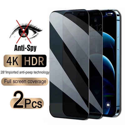 OLi Sichtschutzfolie 2X Sichtschutz Full Screen Privacy für iPhone 15 Pro Max, Privat, (Spar Set, 2-St), Displayschutzglas von Rand bis zum Rand