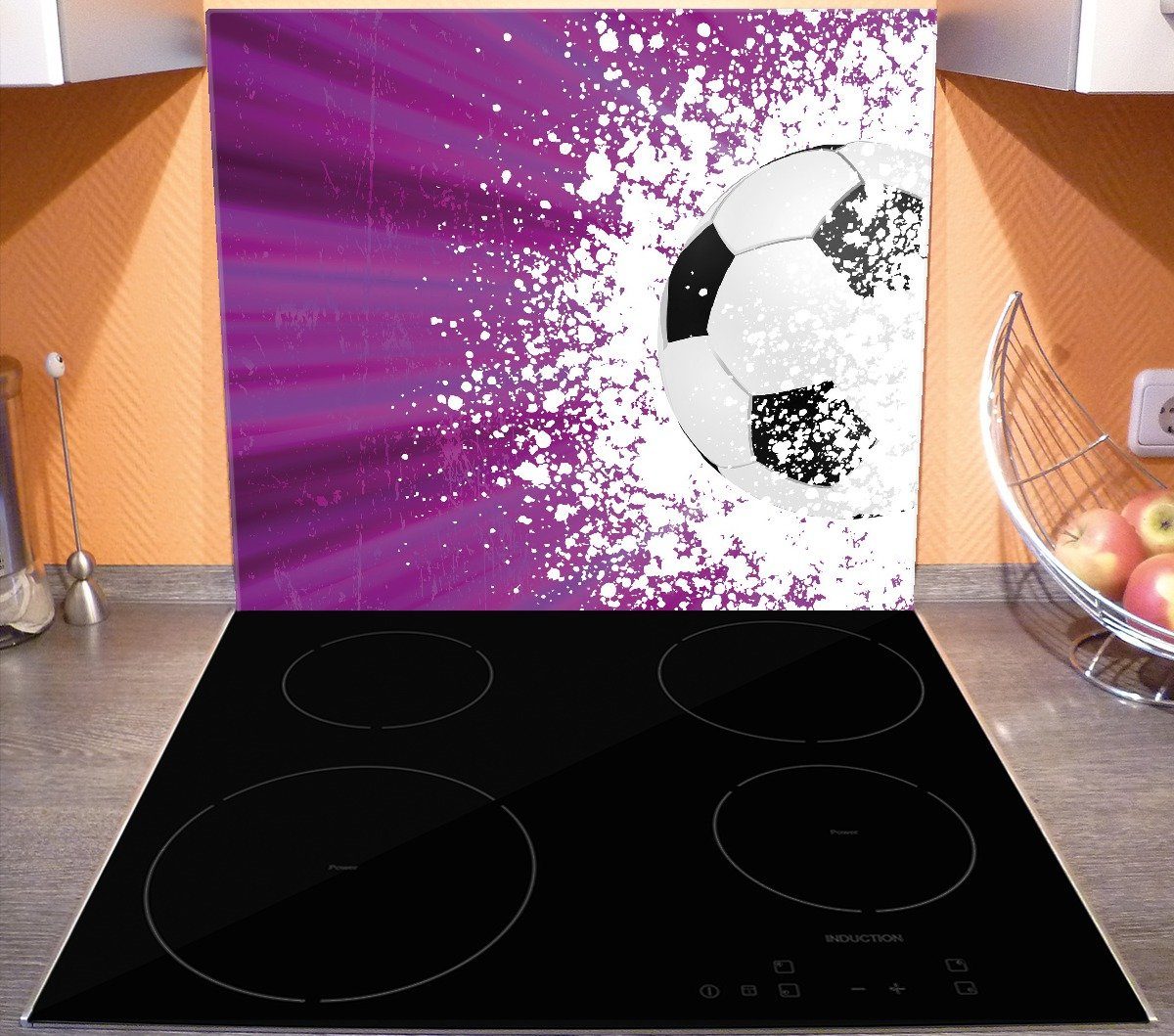 Fußball verschiedene inkl. Größen (Glasplatte, pink, Splashing Noppen), tlg., ESG-Sicherheitsglas, Wallario 1 5mm - in Herd-Abdeckplatte Design