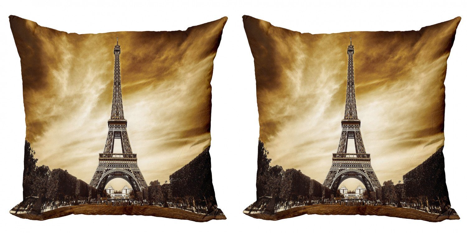 Kissenbezüge Modern Accent Doppelseitiger Digitaldruck, Abakuhaus (2 Stück), Eiffel Paris Frankreich Brown Skies