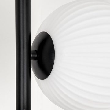 hofstein Stehlampe Stehlampe aus Metall/Riffelglas in Schwarz/Weiß, ohne Leuchtmittel, Leuchte mit Glasschirmen (15cm),Fußschalter, 6xG9, ohne Leuchtmittel